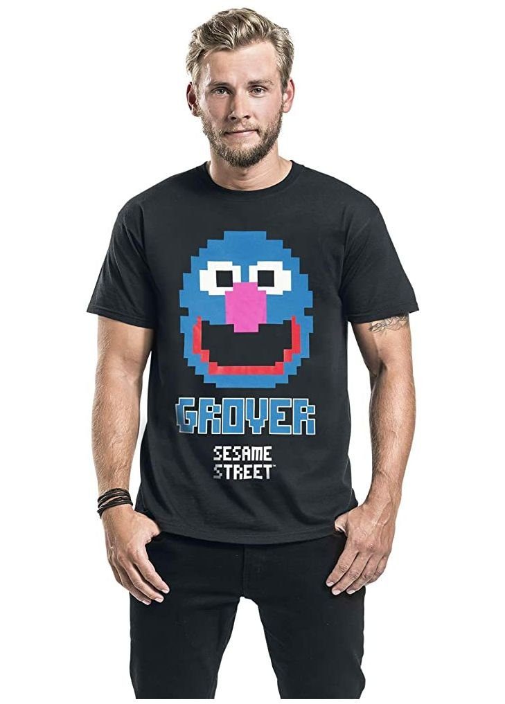 Sesamstrasse Print-Shirt Sesamstraße Grover 8 Bit günstig online kaufen