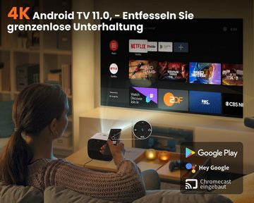 ETOE 1080P Smart Portabler Projektor (600 lm, 15000:1, 1920 x 1080 px, Mit Autofokus und Keystone-Korrektur Tragetasche kabellosem Chromecast)