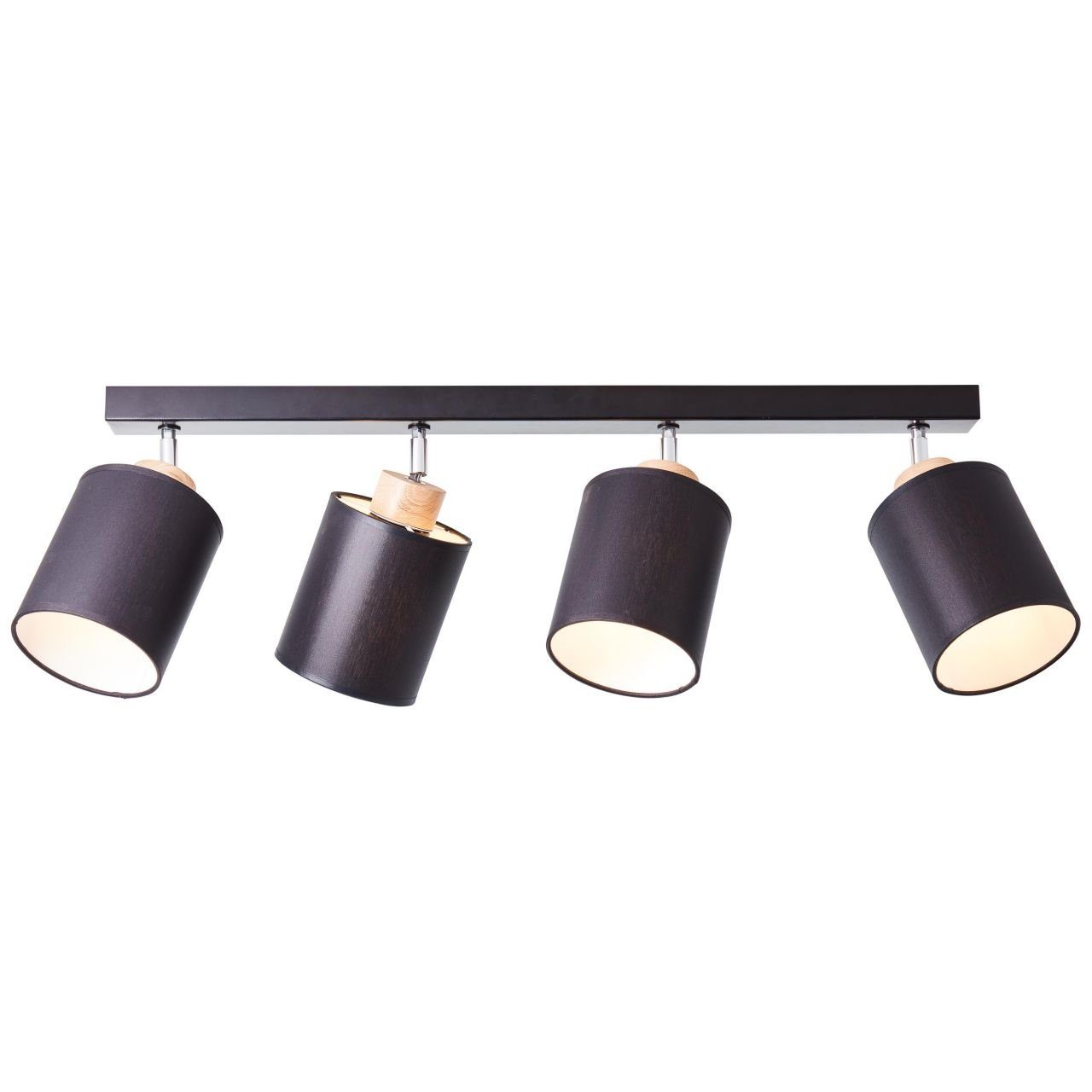 Discounter Brilliant Deckenleuchte Metall/Holz/Textil Spotbalken Lampe, 4flg Vonnie Vonnie, schwarz/holzfarbend