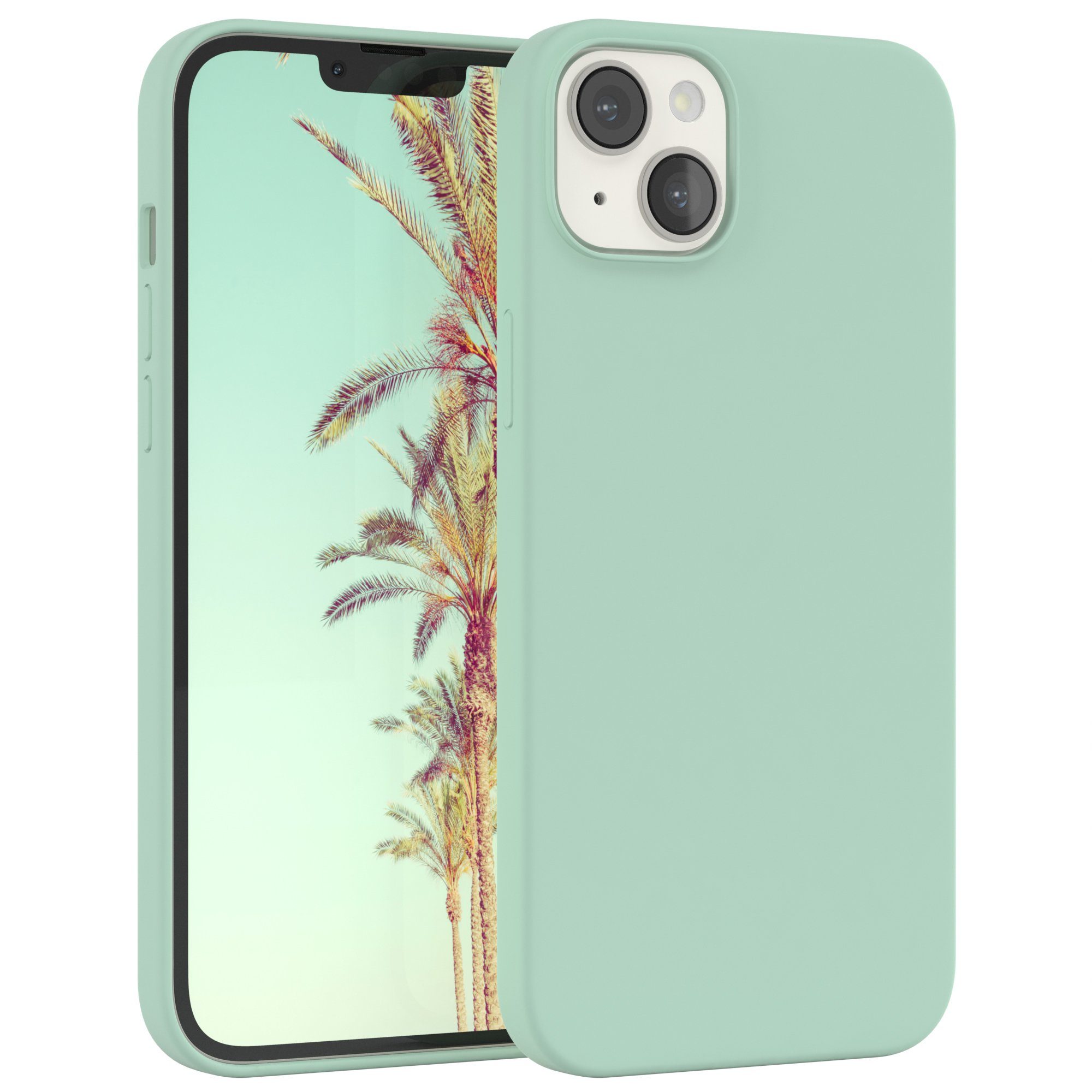 EAZY CASE Handyhülle Premium Silikon Case für Apple iPhone 14 Plus 6,7 Zoll, Cover Hülle mit Kameraschutz Bumper Case Slimcover kratzfest Mint Grün