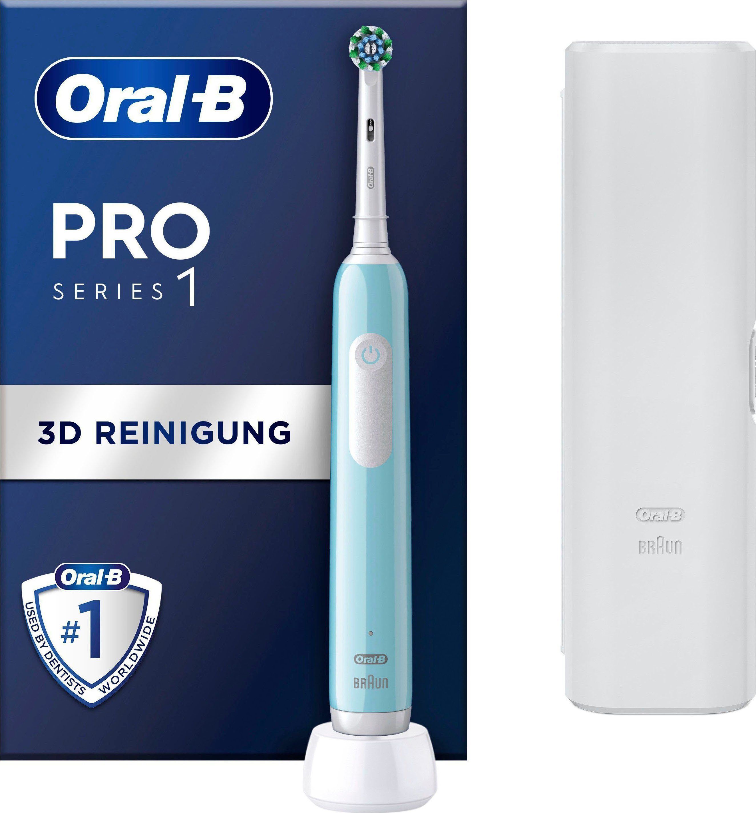 Oral-B Elektrische Zahnbürste PRO Series 1, Aufsteckbürsten: 1 St., Drucksensor