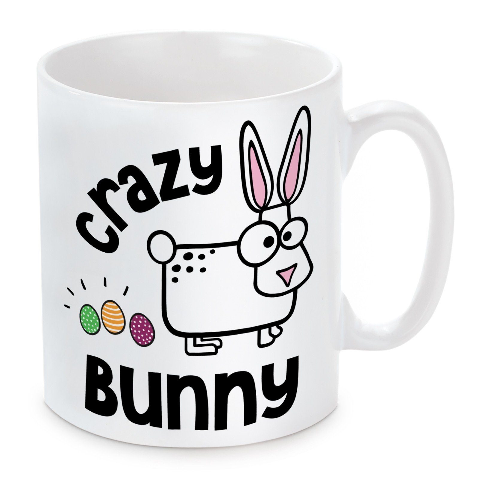 Herzbotschaft Tasse Kaffeebecher mit Motiv Crazy Bunny, Keramik, Kaffeetasse spülmaschinenfest und mikrowellengeeignet