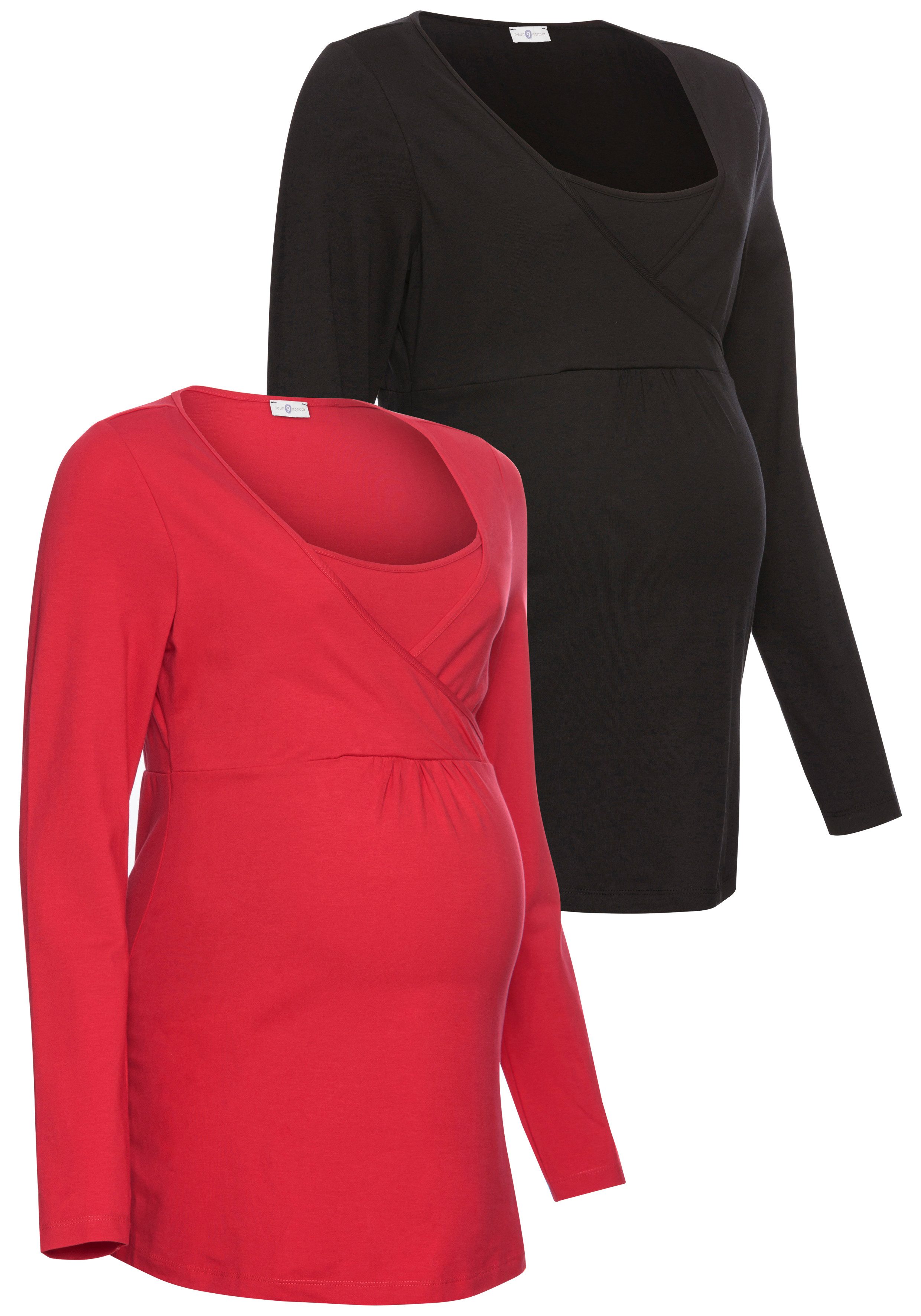 Umstandsshirt 2er Pack Shirts für Schwangerschaft und Stillzeit