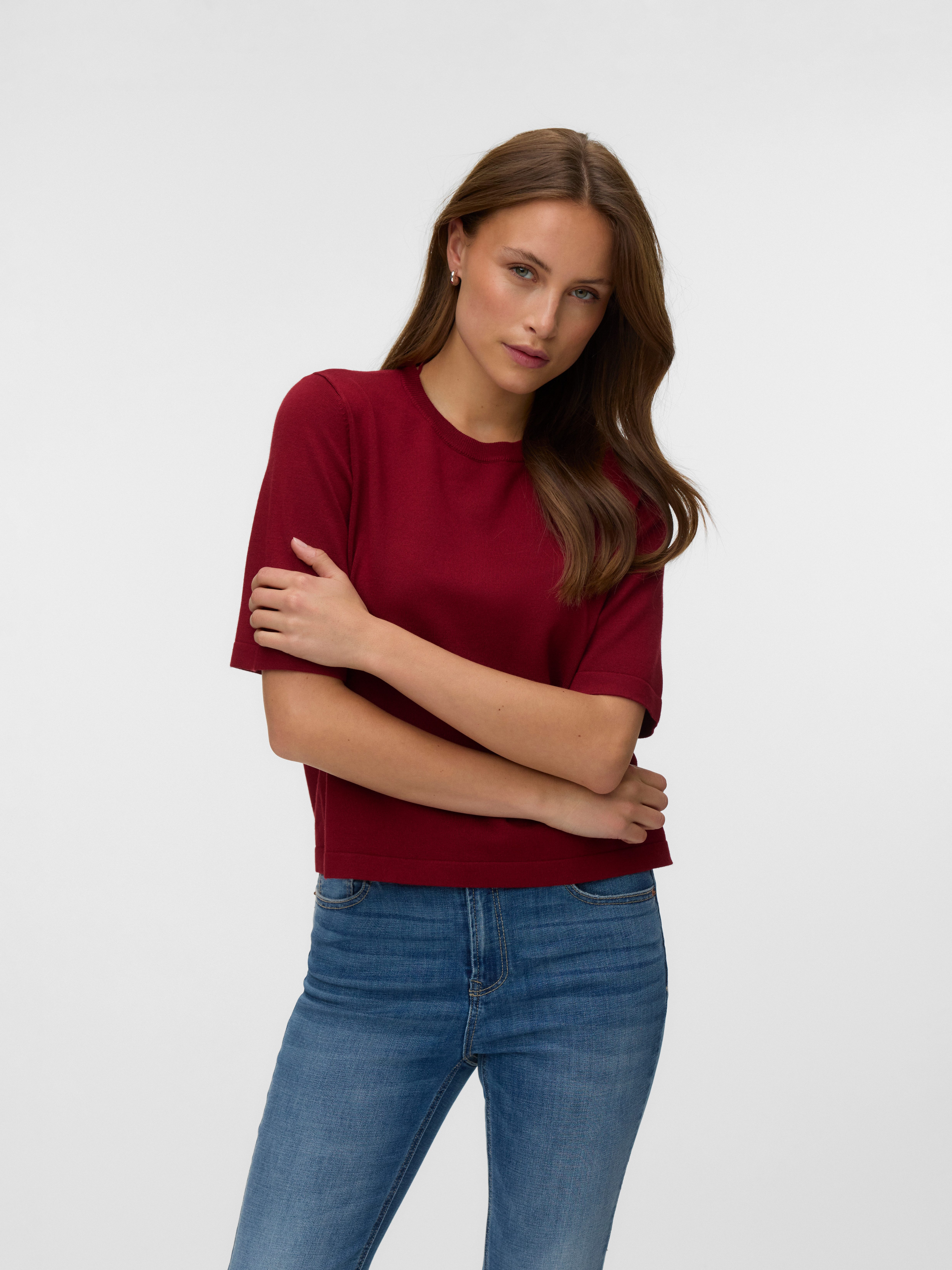 Vero Moda Kurzarmpullover VMSILJE 2/4 O-NCK OVERSIZE PULL GA NOOS Viskosemischung, oversize