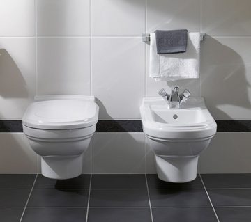 Villeroy & Boch WC-Sitz Hommage, Scharniere Messing mit Absenkautomatik und QuickRelease - Weiß Alpin