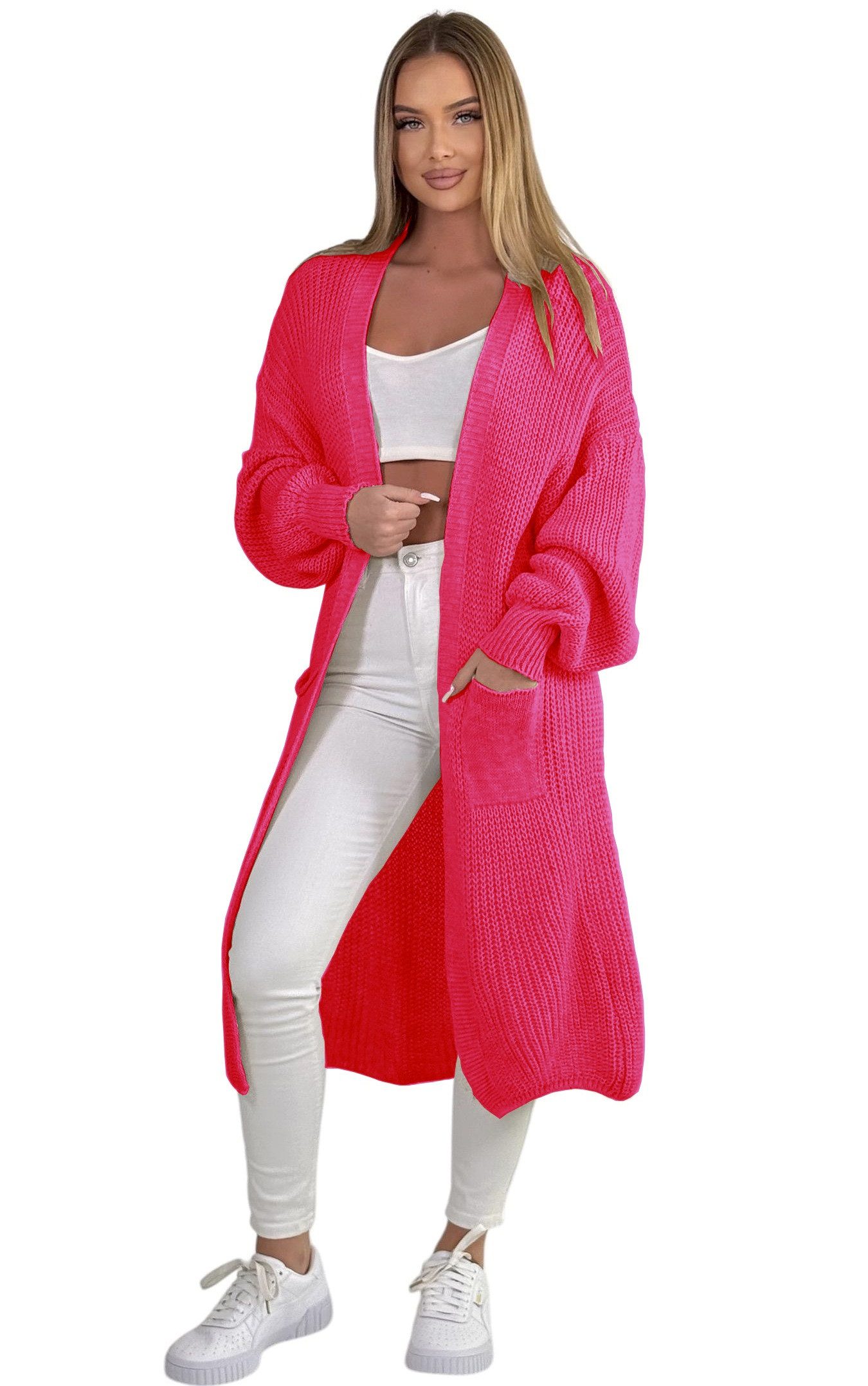 Mississhop Longstrickjacke Cardigan Longstrickjacke extra lange Strickjacke M. 384