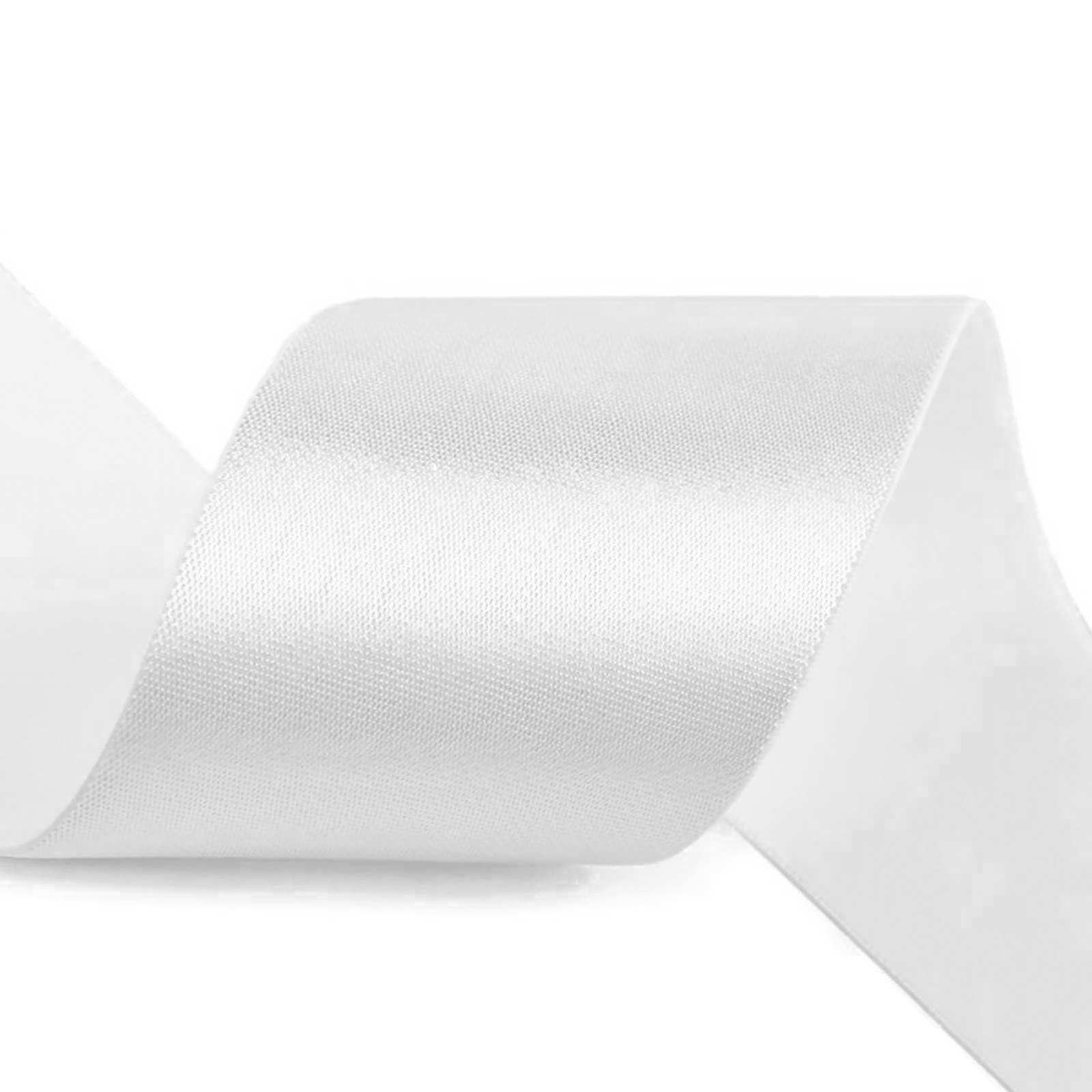 maDDma Satinband Glanz-Satin Gummiband 2m x 5cm Gummilitze 50mm, weiß