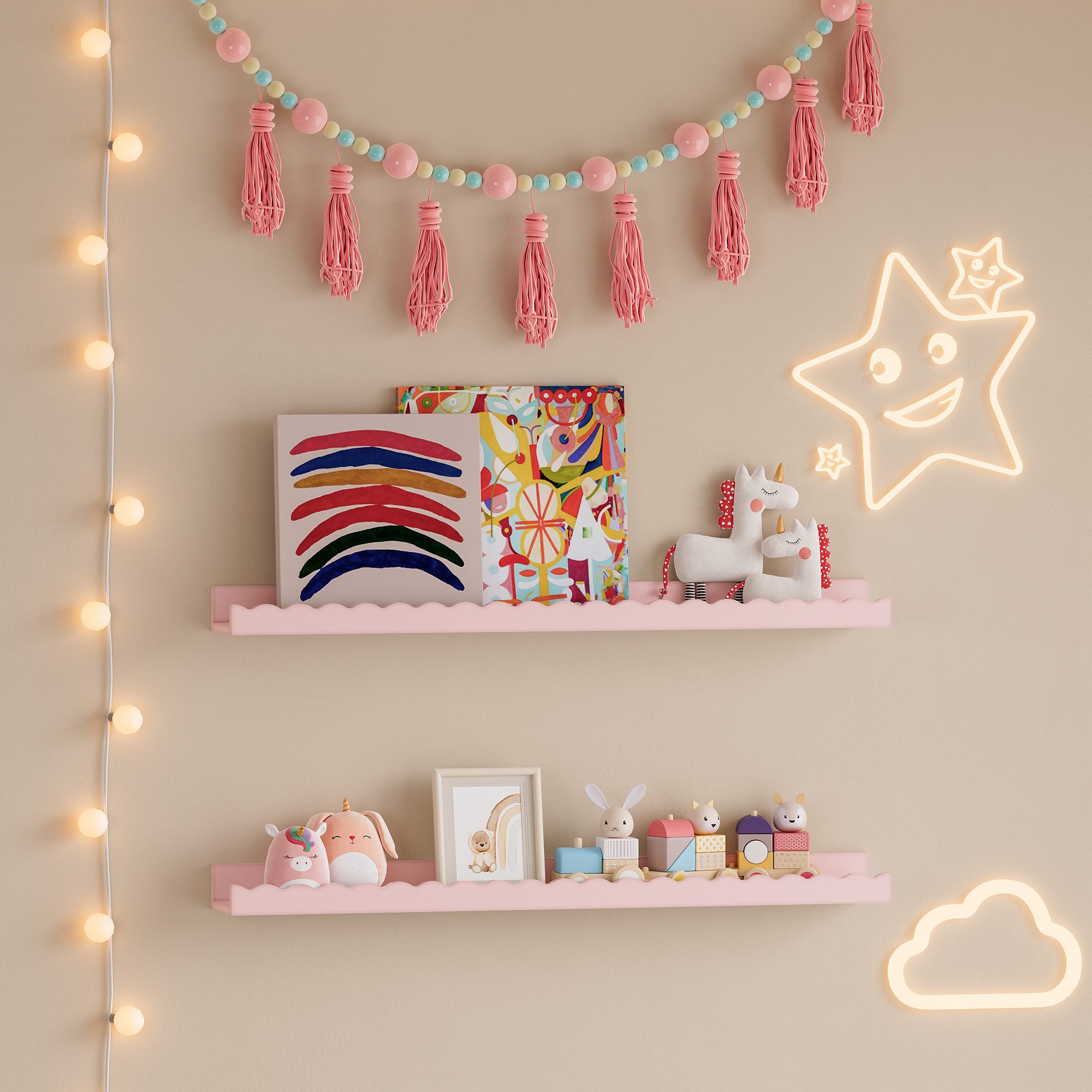 en.casa Kinderregal, Set 2-tlg., »Vestnes« Wellendesign günstig online kaufen