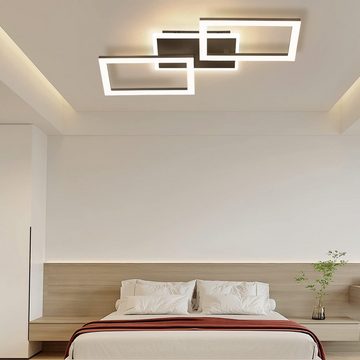 ZMH LED Deckenleuchte Drei Rechtecken Kristall Modern LEDs für Schlafzimmer 57*48cm, Dimmbar, LED fest integriert, warmweiß-kaltweiß, Schwarz