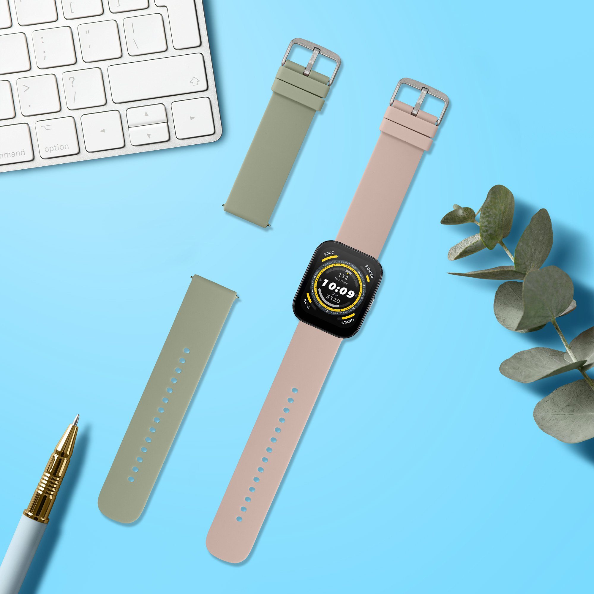 kwmobile 2x Uhrenarmband für Huami 22mm Amazfit Bip 6 / Bip 5 Unity / Bip 5 / Smartwatch, 2-tlg., Fitnesstracker Band Set aus TPU Silikon - Ersatzarmband Smartwatch