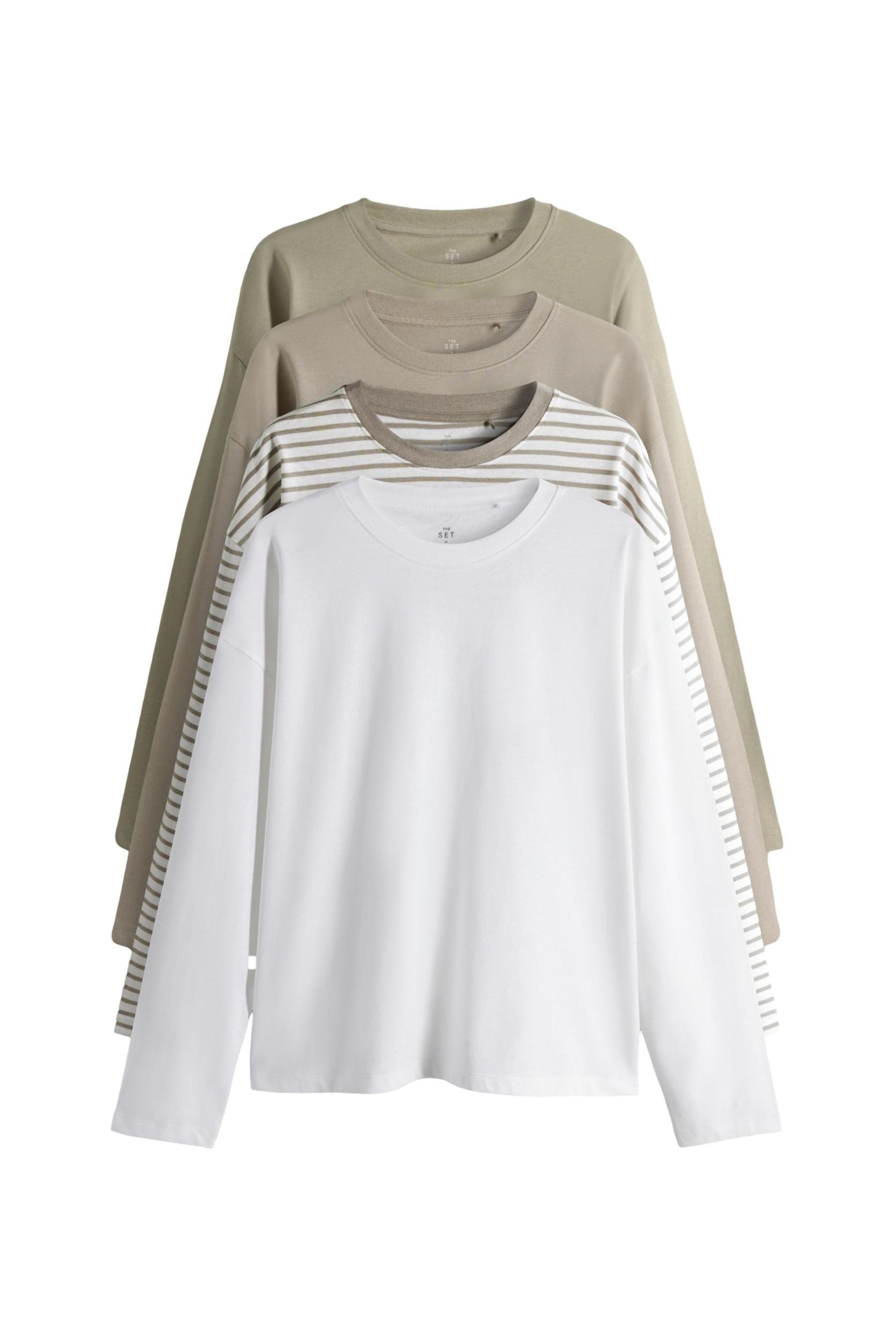 The Set Langarmshirt The Set Relaxed Fit Langarmshirts, 4er-Pack (4-tlg) günstig online kaufen