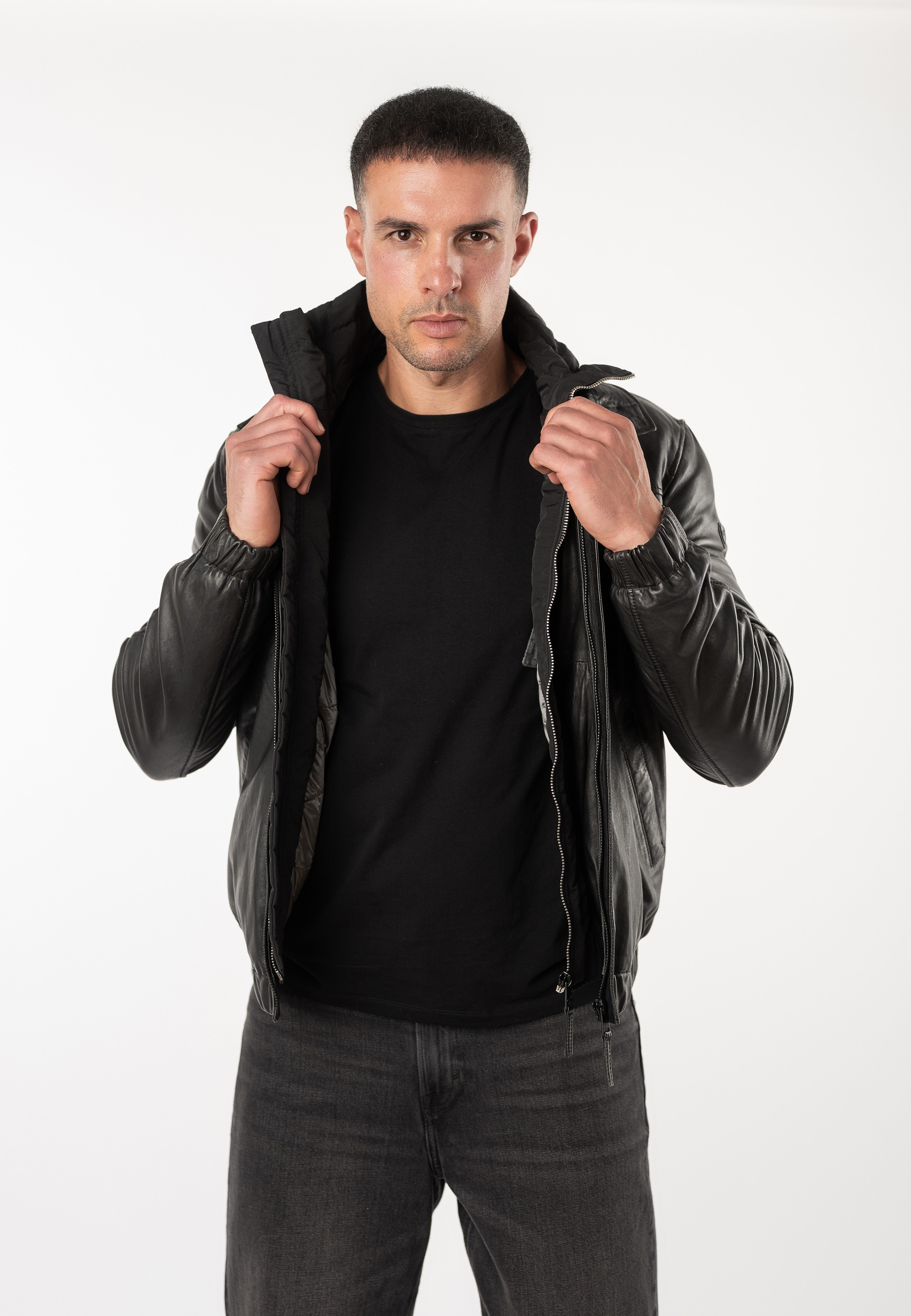 Mauritius Lederjacke MMEsky (mauritiusHerren26) mit abnehmbarem Kragen, Regular Fit