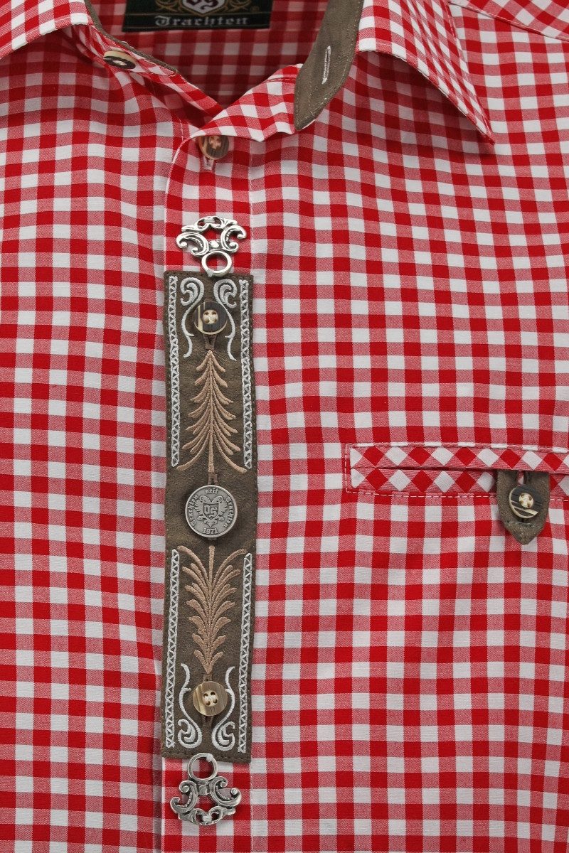 Orbis Textil GmbH & Co. KG Trachtenhemd Trachtenhemd - ADELMO - mittelblau, mittelrot – Bild 2 von 4