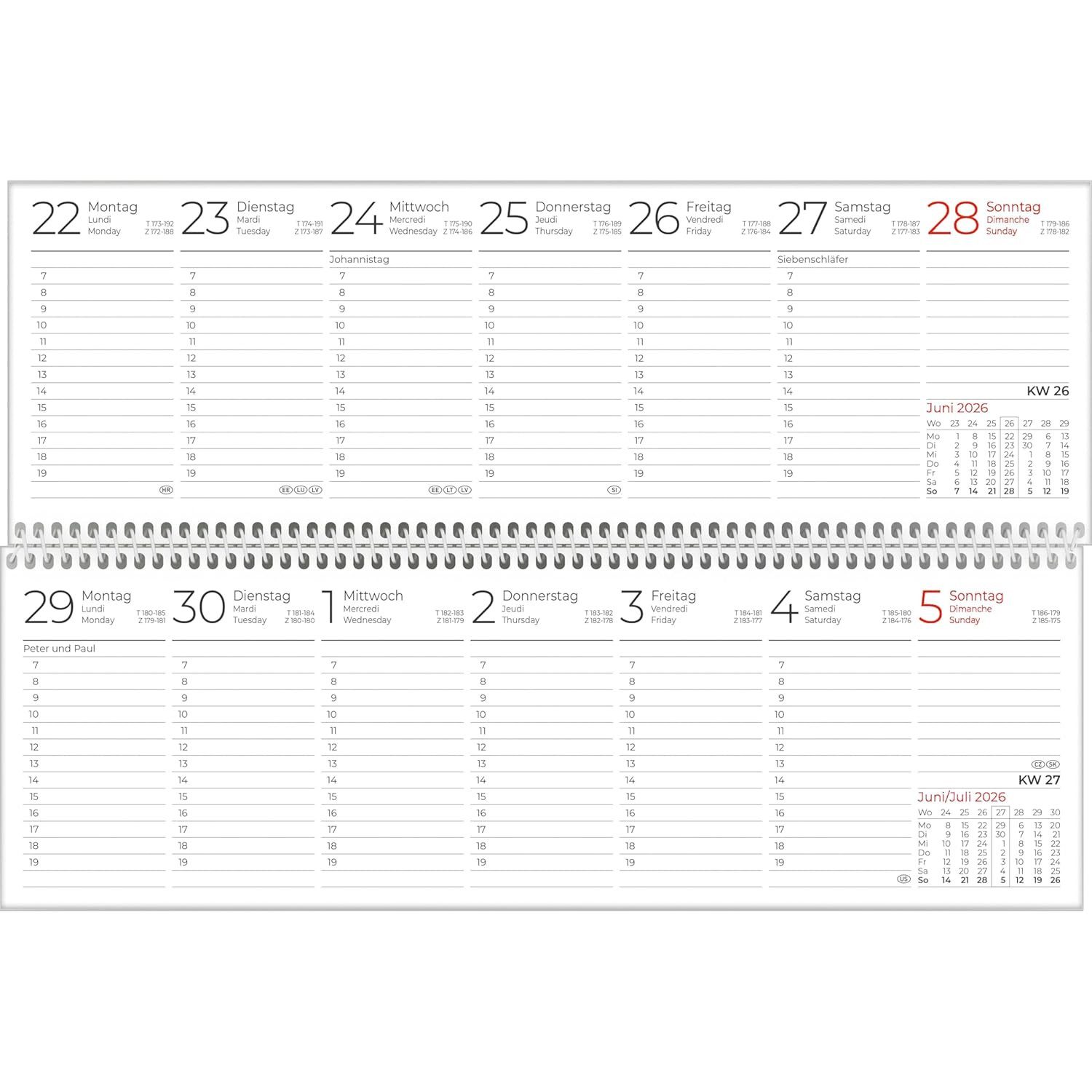 ZETTLER Schreibtischkalender ZETTLER 2026 Pultkalender 1W 1S grün Querkalender Spiralkalender Schre