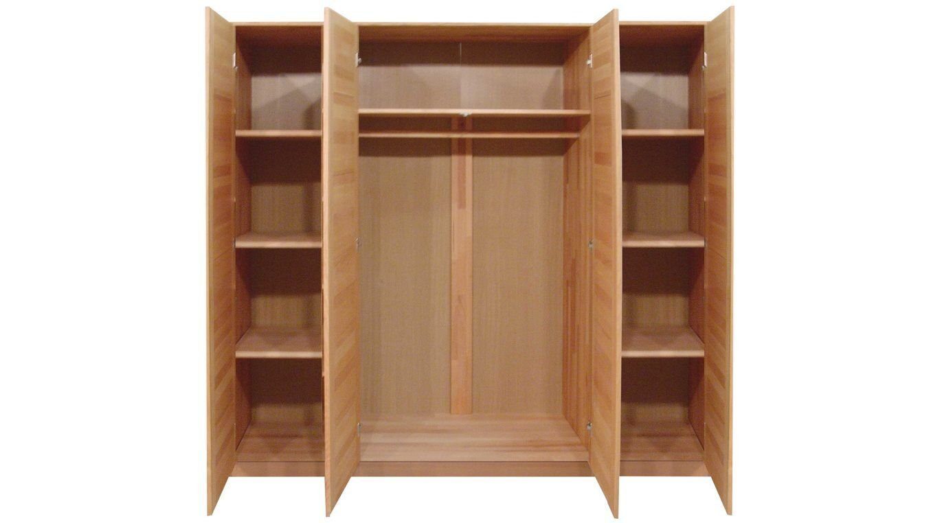 ELFO Kleiderschrank Kleiderschrank Tollow Kernbuche massiv geölt 4 türig Spiegel B 202cm