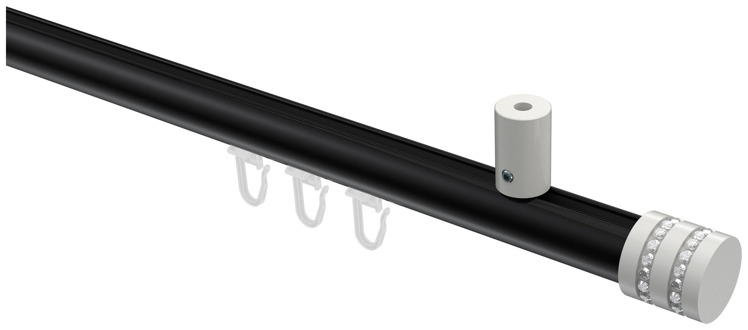 INTERDECO Innenlaufschiene Sonius Estana, Ø 20 mm, 1-läufig, Fixmaß, kürzbar, Deckenmontage, Aluminium, Schwarz / Weiß / Bicolor