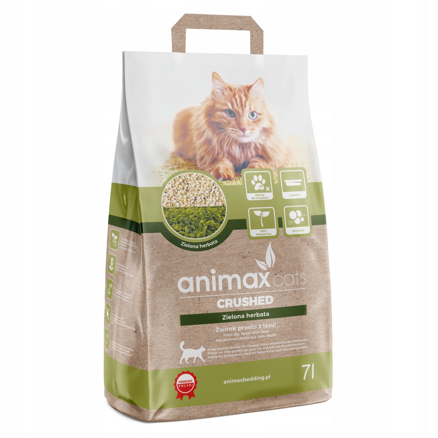Animax Katzenstreu, Grner Tee zerbrckeltes Klumpstreu 7 l, Katzen Einstreu