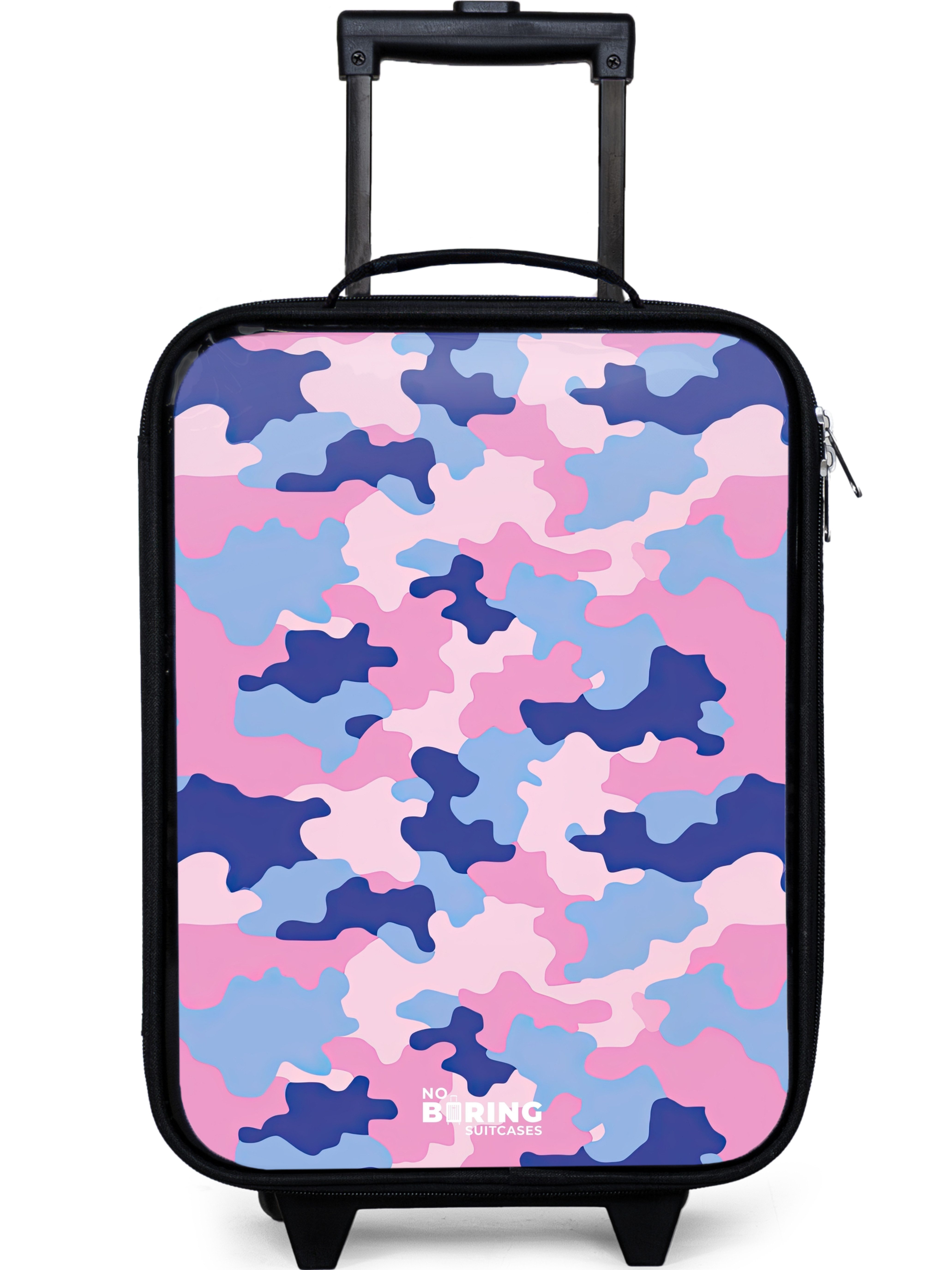 NoBoringSuitcases.com© Kinderkoffer mit leuchtende Räder - Tarnfarben - Rosa - Blau, 2 Rollen, Kinder Koffer Klein, Trolley Handgepäck, Reisekoffer