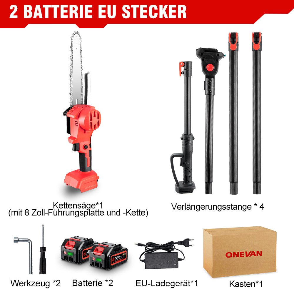ONEVAN Akku-Hochentaster 2-in-1 Akku-Hochentaster mit Teleskopstange, günstig online kaufen