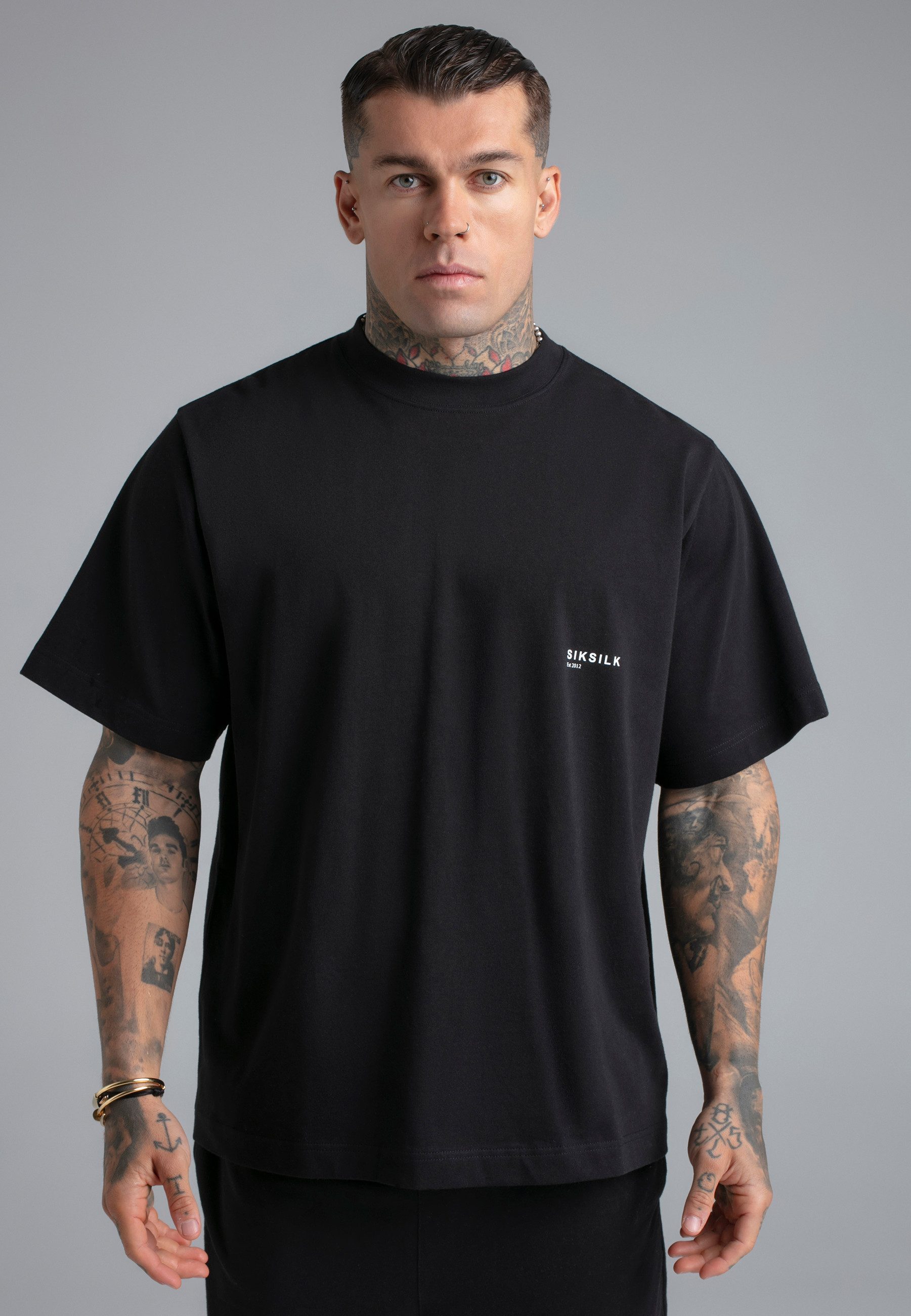Siksilk Sweatanzug SikSilk Herren Schwarz T-Shirt and Shorts Set