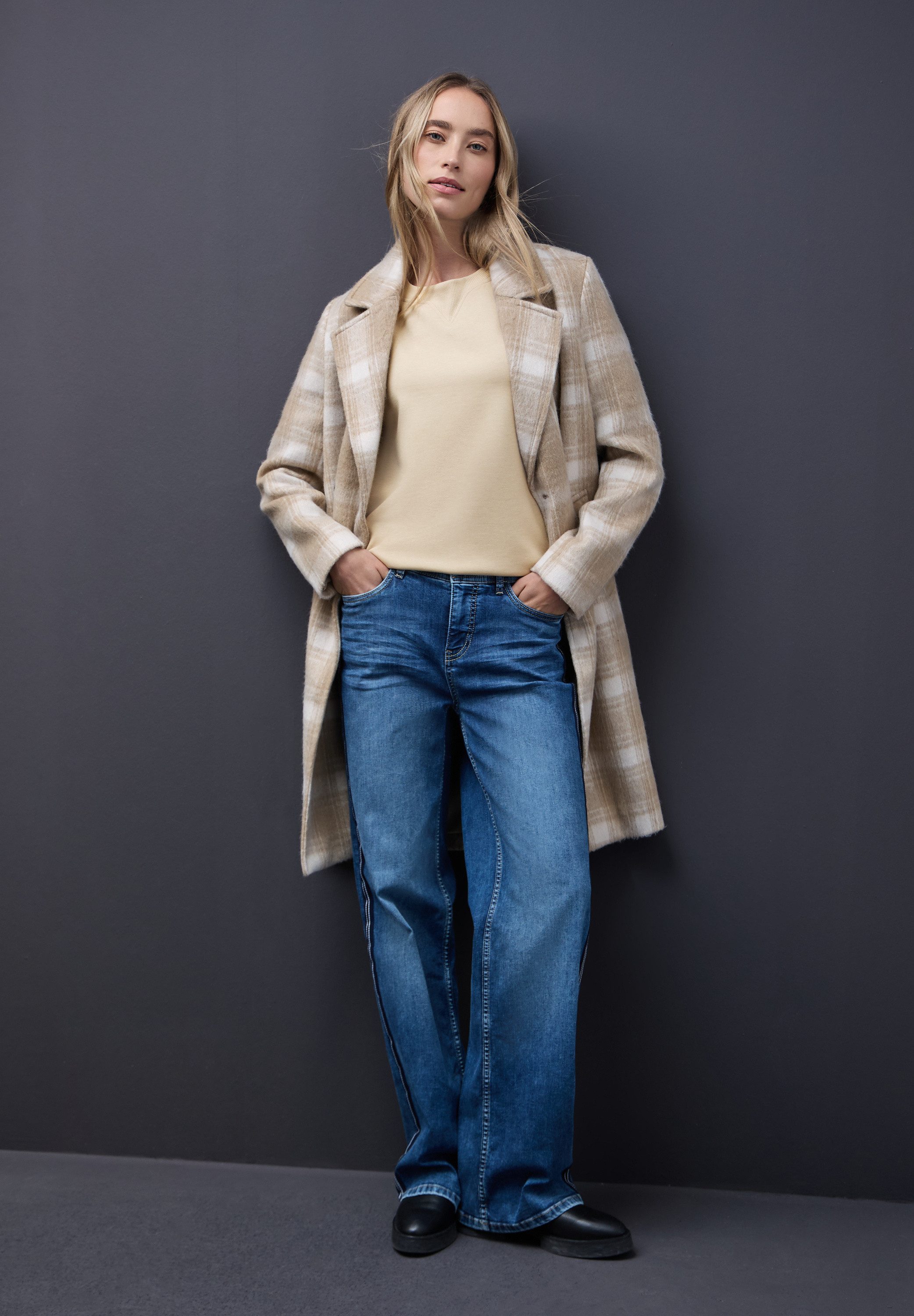 STREET ONE Sweater Rundhals mit Ripp-Detail