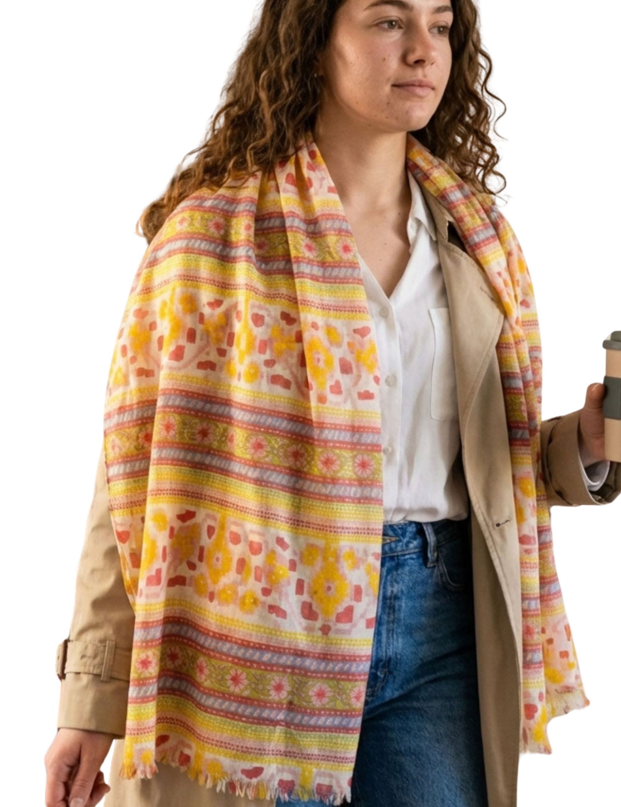 Sunsa Halstuch Damen Schal Tuch. Baumwolle Halstuch. Scarf mit Blumen Aufdruck, Blumen & Abstract Aufdruck