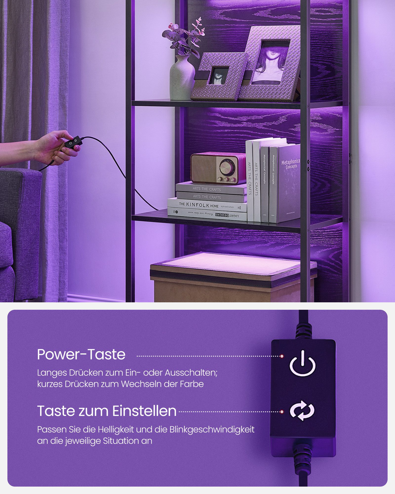 VASAGLE Bücherregal Standregal mit 5/6 Ebenen, aus Stahl, mit 6 Ebenen, 30,3 x 60 x 178,6 cm, für Wohnzimmer, Schlafzimmer – Bild 5 von 5