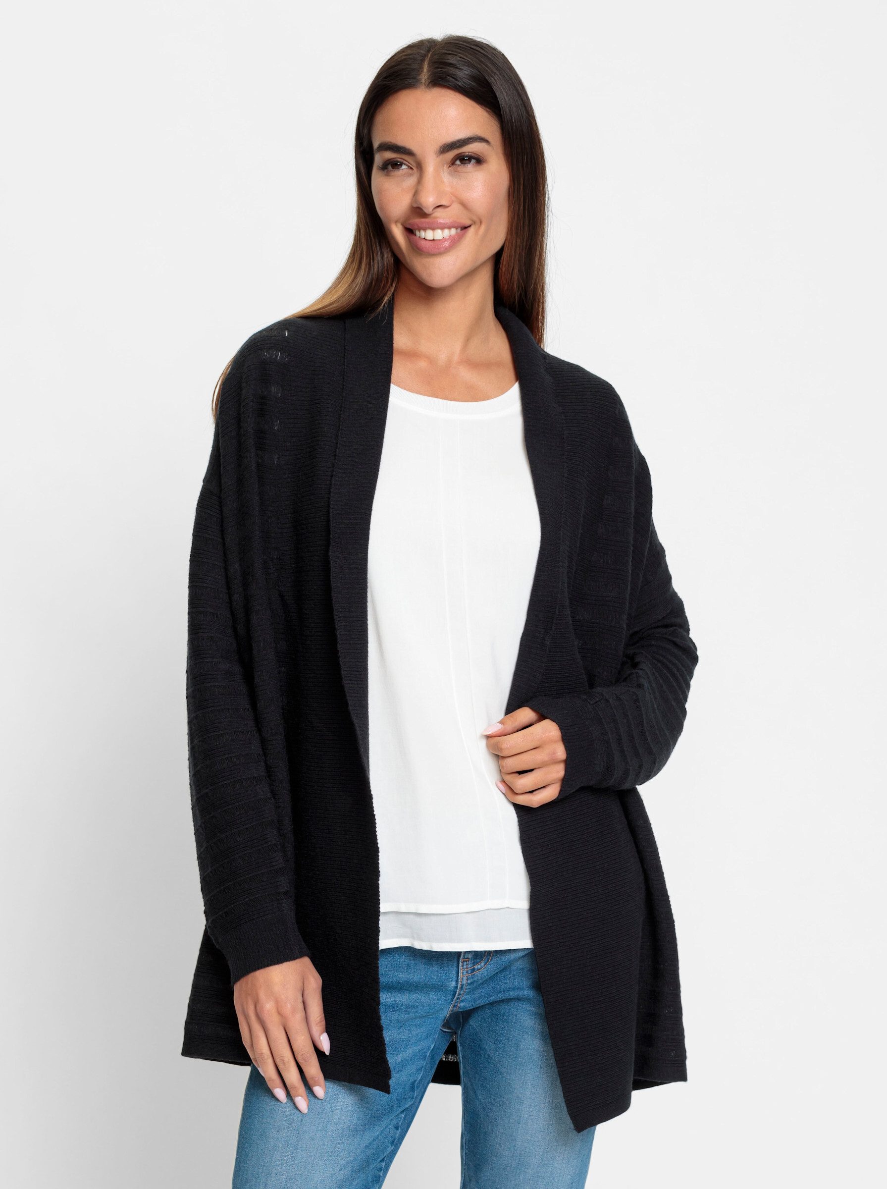 heine Strickjacke Feinstrickjacke, Schmeichelnde, offene Form
