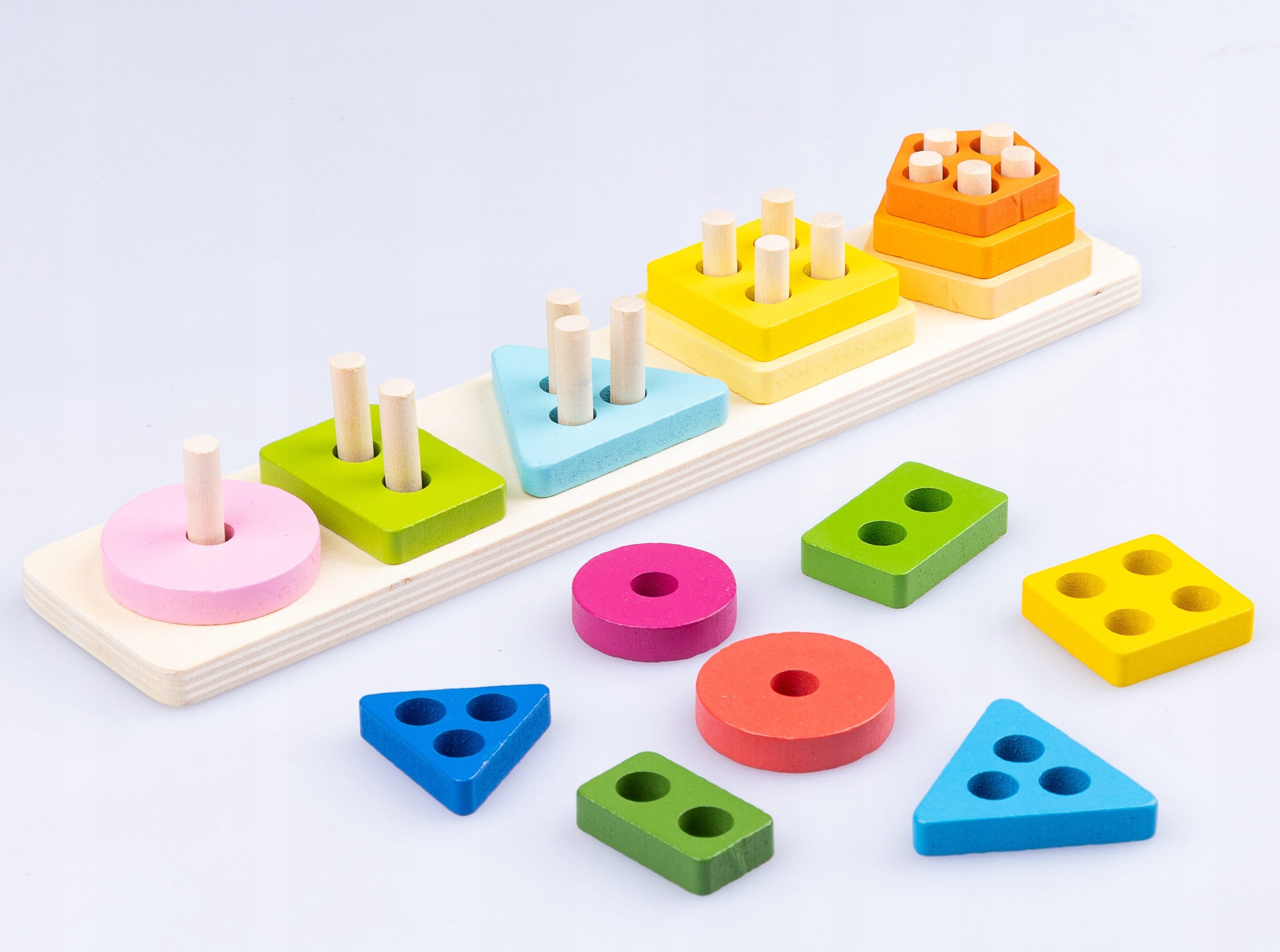 kinderplay Lernspielzeug Holz-Sortierpuzzle Montessori – Lernspielzeug ab 2 Jahren – Formen & F