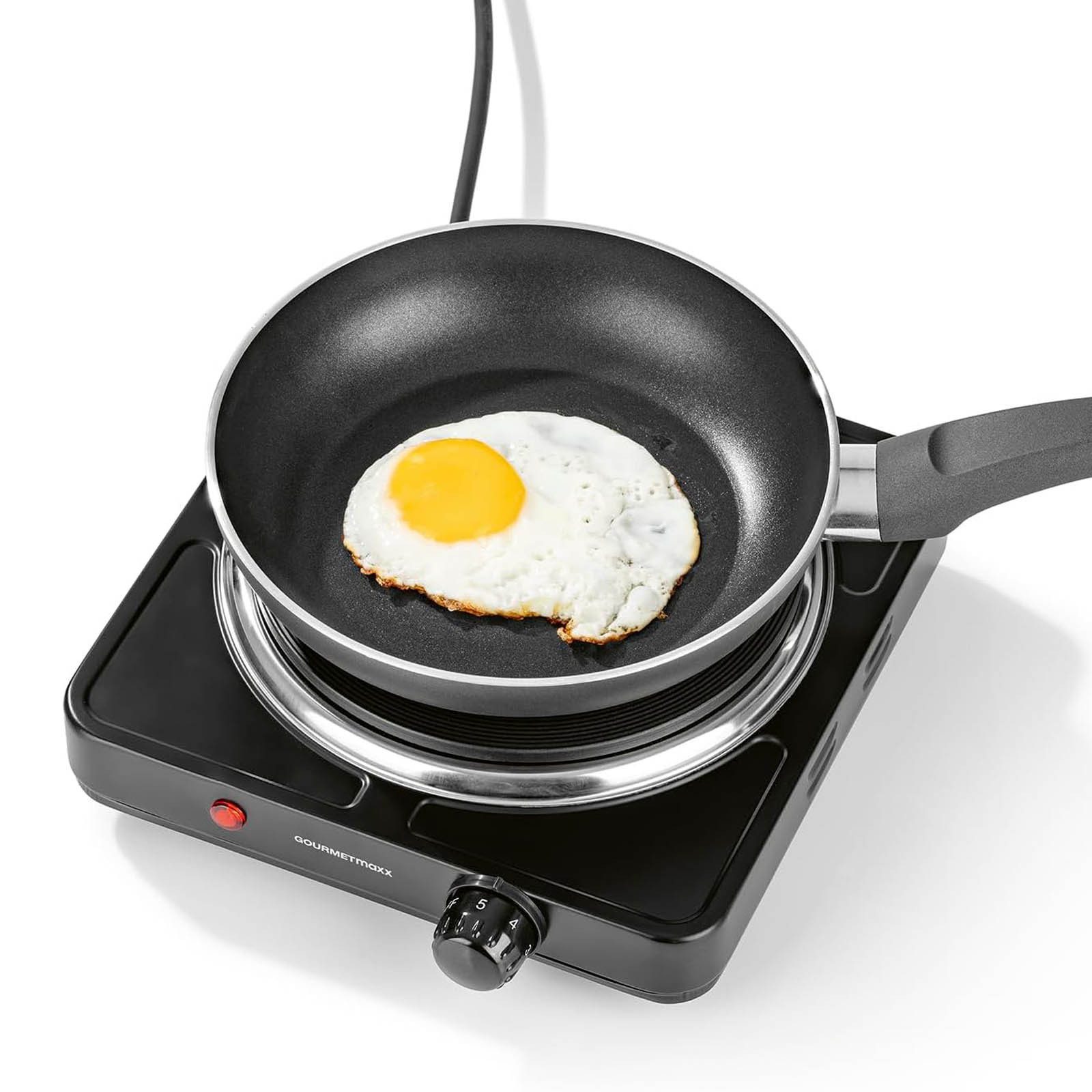 GOURMETmaxx Einzelkochplatte Elektrische Kompakt-Herdplatte 1500 W Kochfeld, Stufenlose Temperaturregulierung für Töpfe bis 18,5 cm