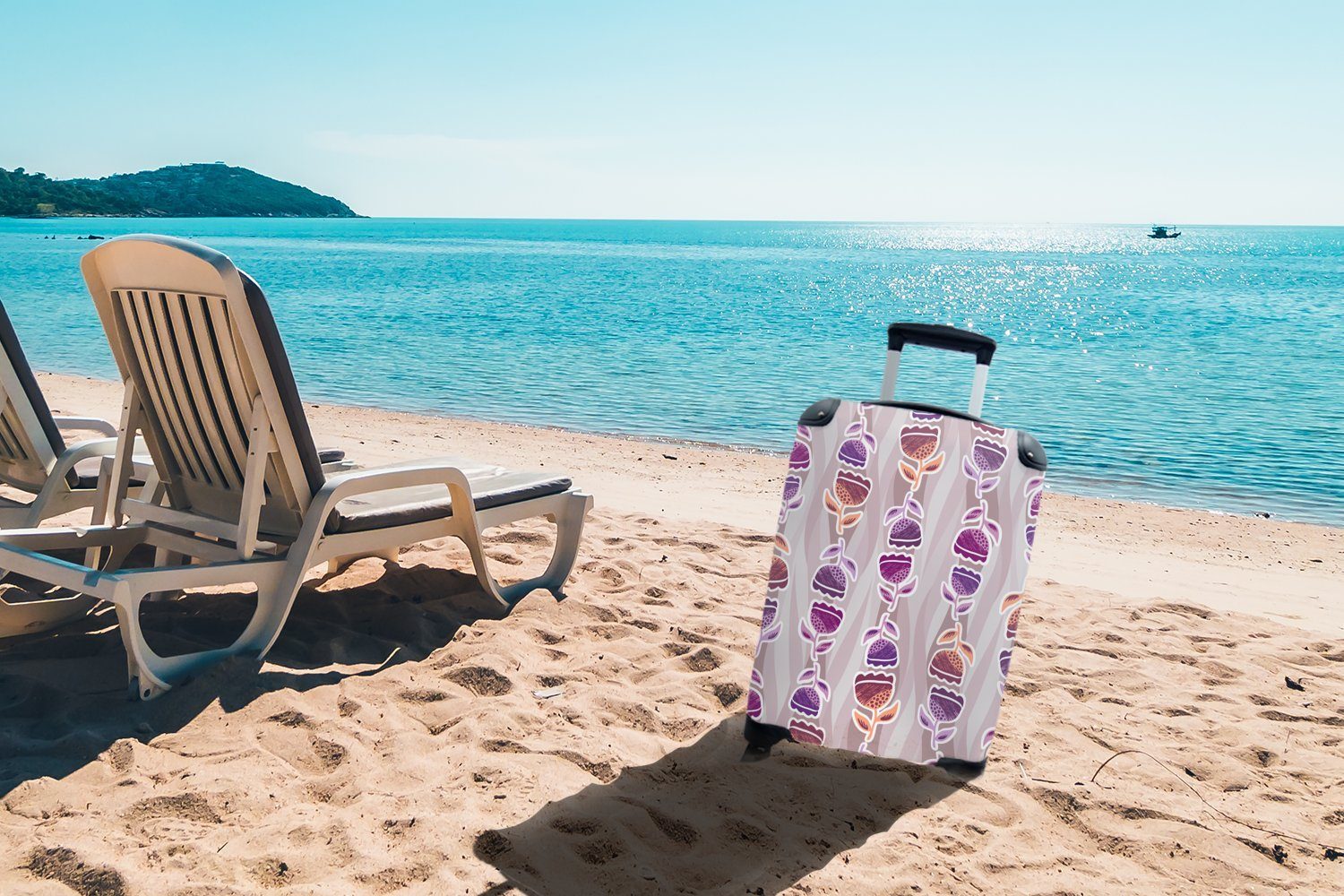 MuchoWow Handgepäckkoffer Tulpen - mit - rollen, Blumen Muster, Handgepäck Reisetasche für Reisekoffer 4 Trolley, Rollen, Ferien