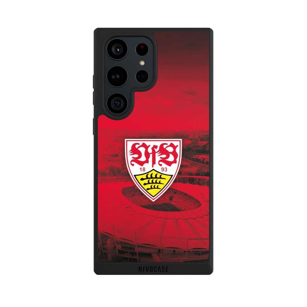 NIVOCASE Handyhülle VfB Stuttgart Stadion Offizielles Lizenzprodukt VfB Stadion Rot, Samsung Galaxy S23 Ultra Handyhülle Hülle NIVOpure Case Schwarz