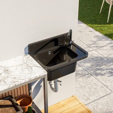 QLS Küchenspüle Vigo, Kunststoff-Spülbecken, 50 x 34 cm Ausgussbecken Waschbecken draußen Garten Werkstatt