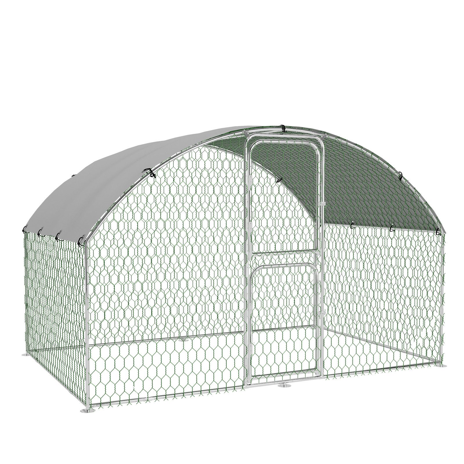 GarveeMore Hühnerstall mit 2 Türen & UV-schutz wasserdichter Abdeckung, rundes Design, aus Metall, 200 cm hoch, für Hühner/Enten/Gänse/Kaninchen