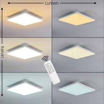 hofstein Panel »Vacil« LED Panel dimmbar aus Aluminiumin Weiß, 3000 Kelvin, 240-2400 Lumen, eckiges Deckenpanel in flachem Design, Fernbedienung