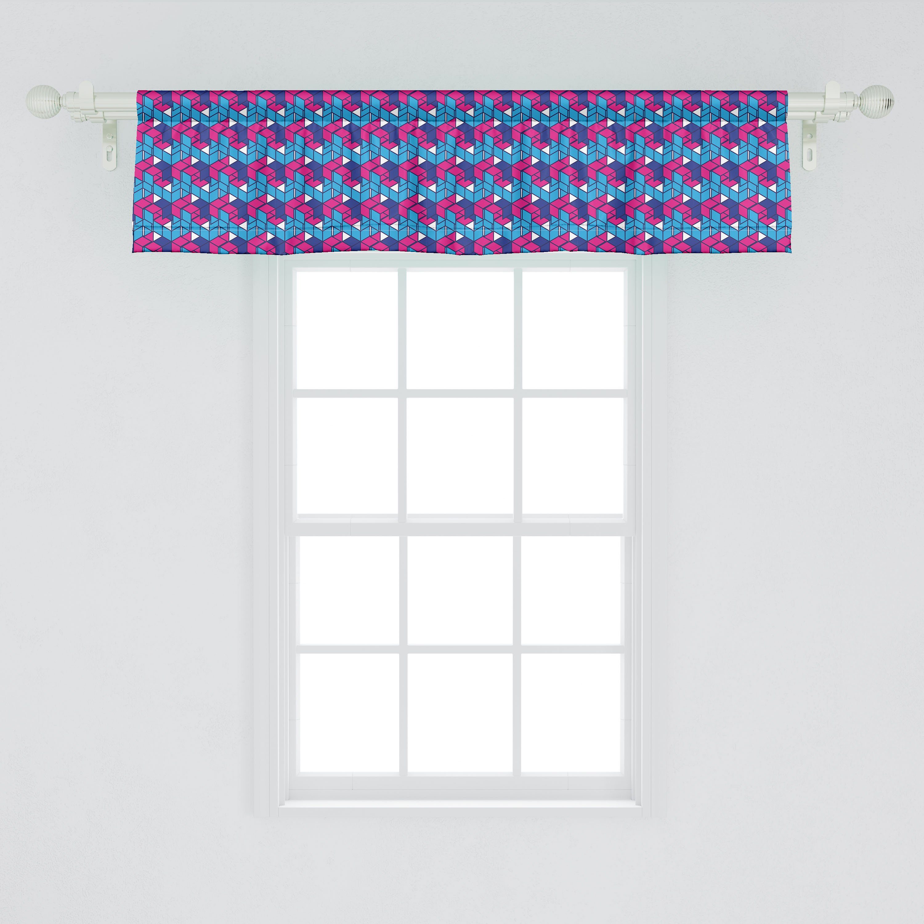 Küche Abakuhaus, Bunte mit Schlafzimmer Stacked Microfaser, für Würfel Volant Geometrisch Dekor Scheibengardine Vorhang Stangentasche,