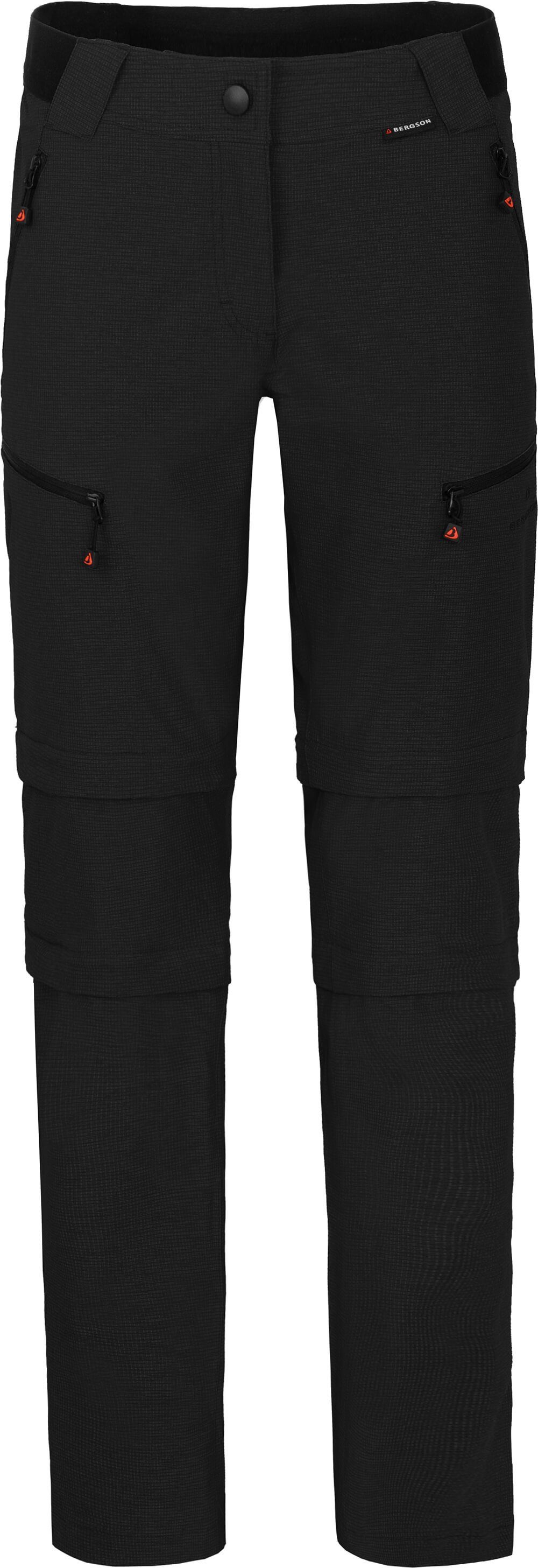 Doppel Wanderhose, elastisch, T-ZIPP PORI mit robust schwarz Zipp-Off Damen Zip-off-Hose Normalgrößen, Bergson