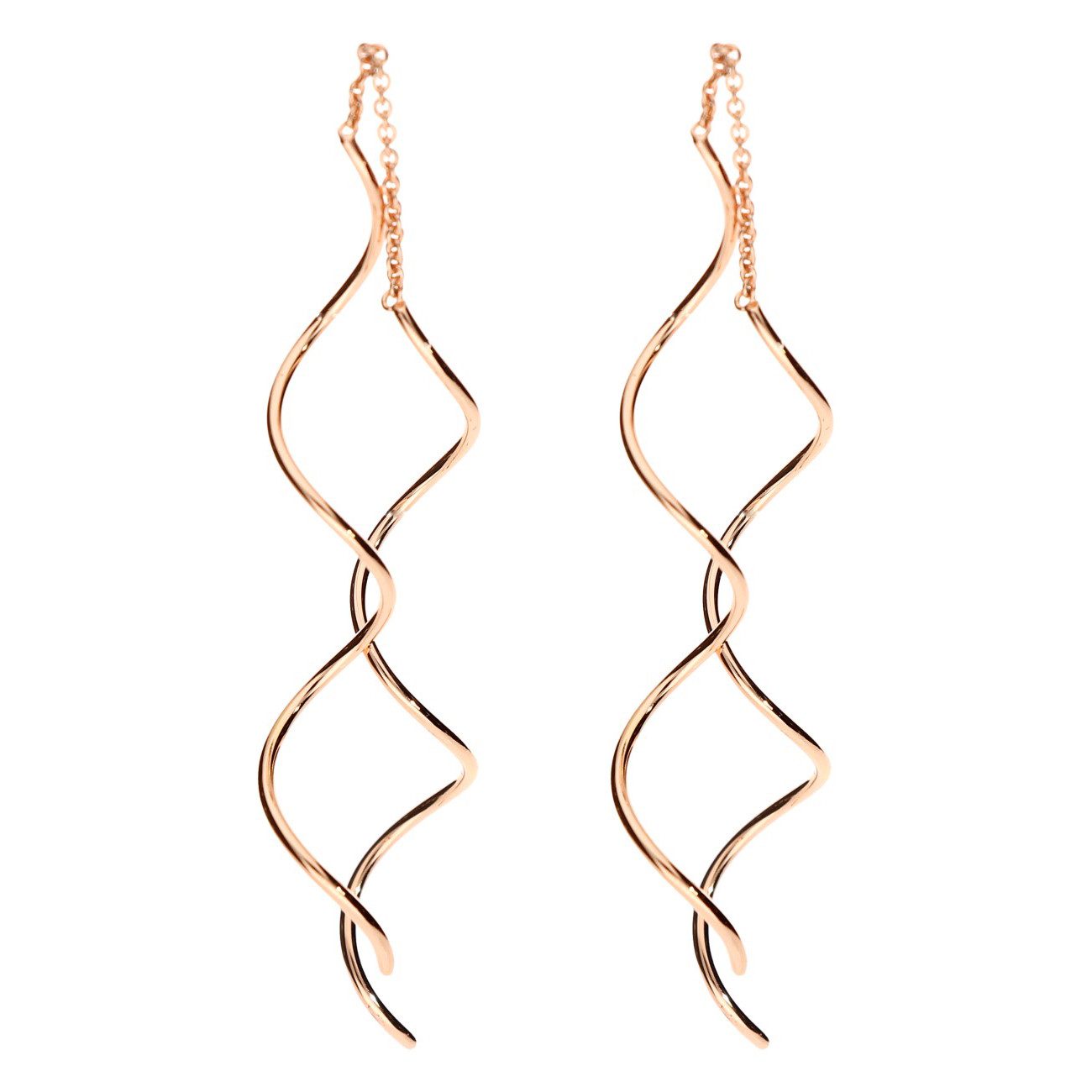 LÖB Paar Ohrhänger Ohrringe Hängend Durchzieher Spirale Stab Roségold (Gesc günstig online kaufen