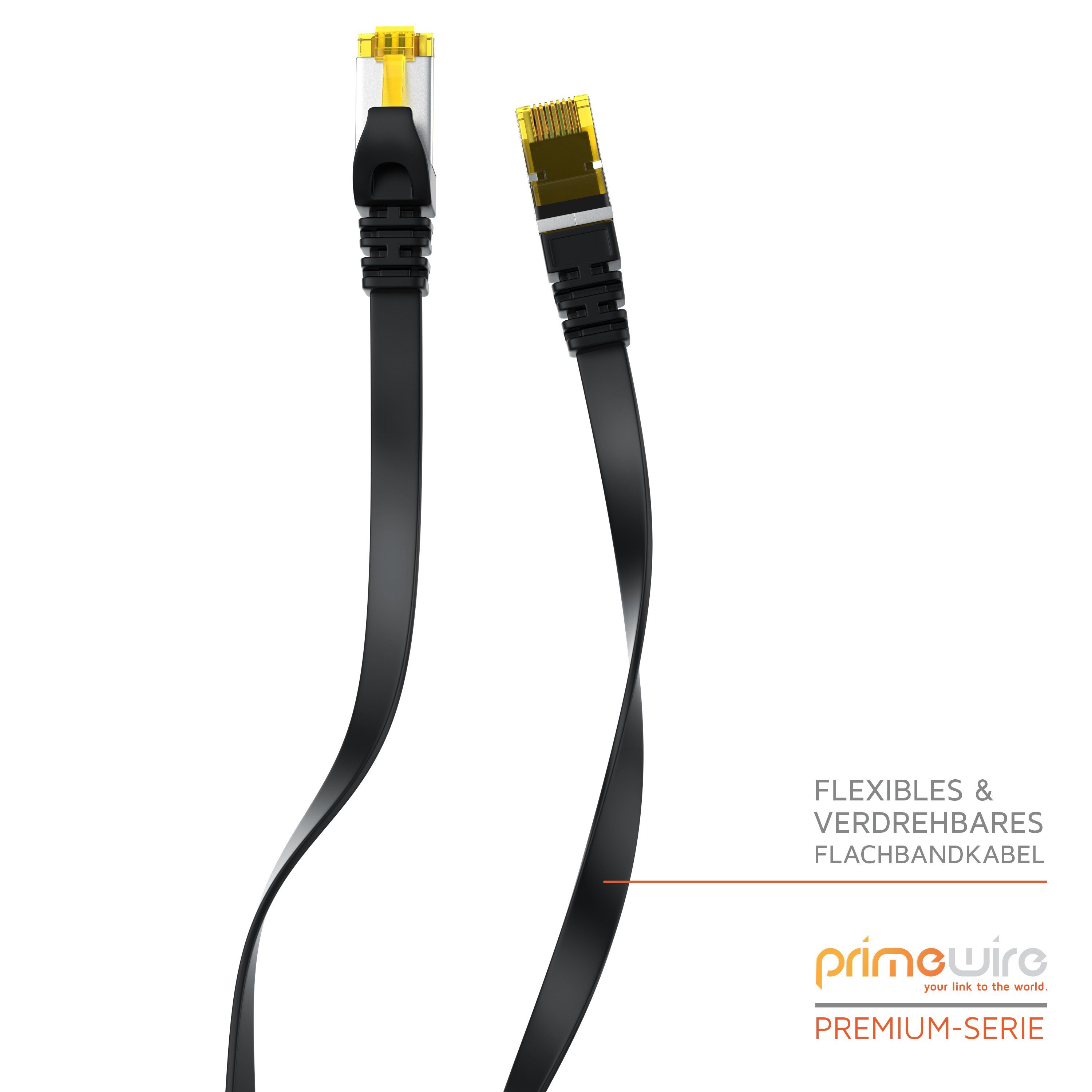 Primewire CAT 7 Flachband Gigabit Netzwerkkabel 10 Gbit/s Patchkabel flach 5m LAN-Kabel, CAT.7, RJ-45 (Ethernet) (500 cm), für Router, Modem, Switch, PC, ideal  – Bild 5 von 5