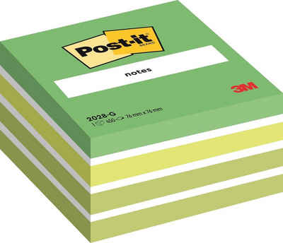 Post-it® Briefumschlag Post-it Haftnotiz-Würfel, 76 x 76 mm, Pastell-Grüntöne