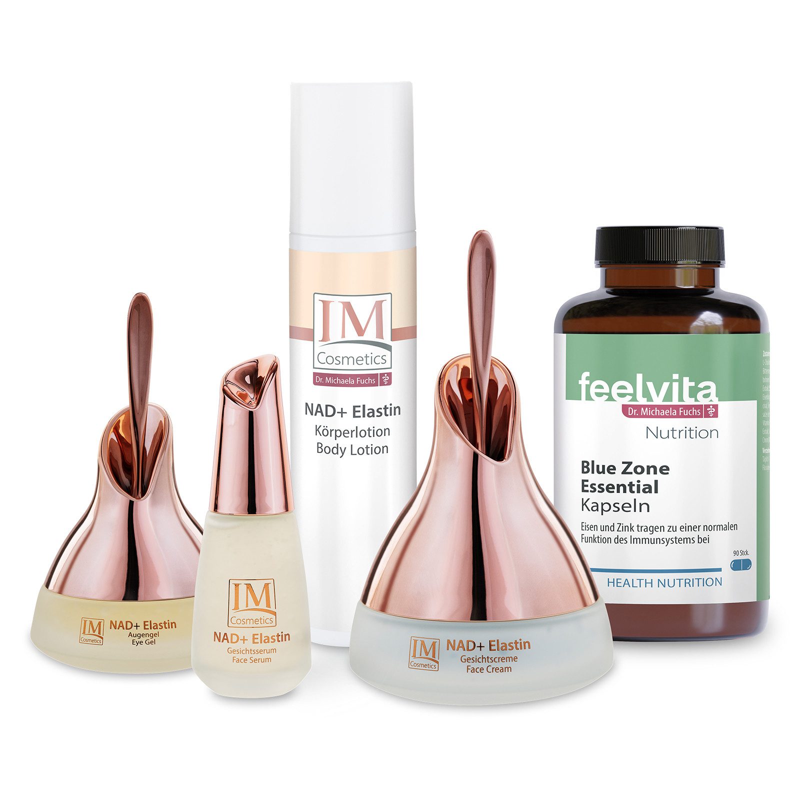 Genius Körpercreme Feelvita IM Cosmetics NAD+ Elastin Inside- / Out Set 5-tlg.Set, Reduziert das biologische Hautalter