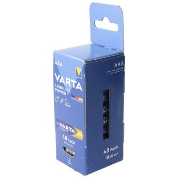 VARTA 40 Stück Varta Longlife Power Batterie Alkaline, Micro, AAA, LR03, 1. Batterie