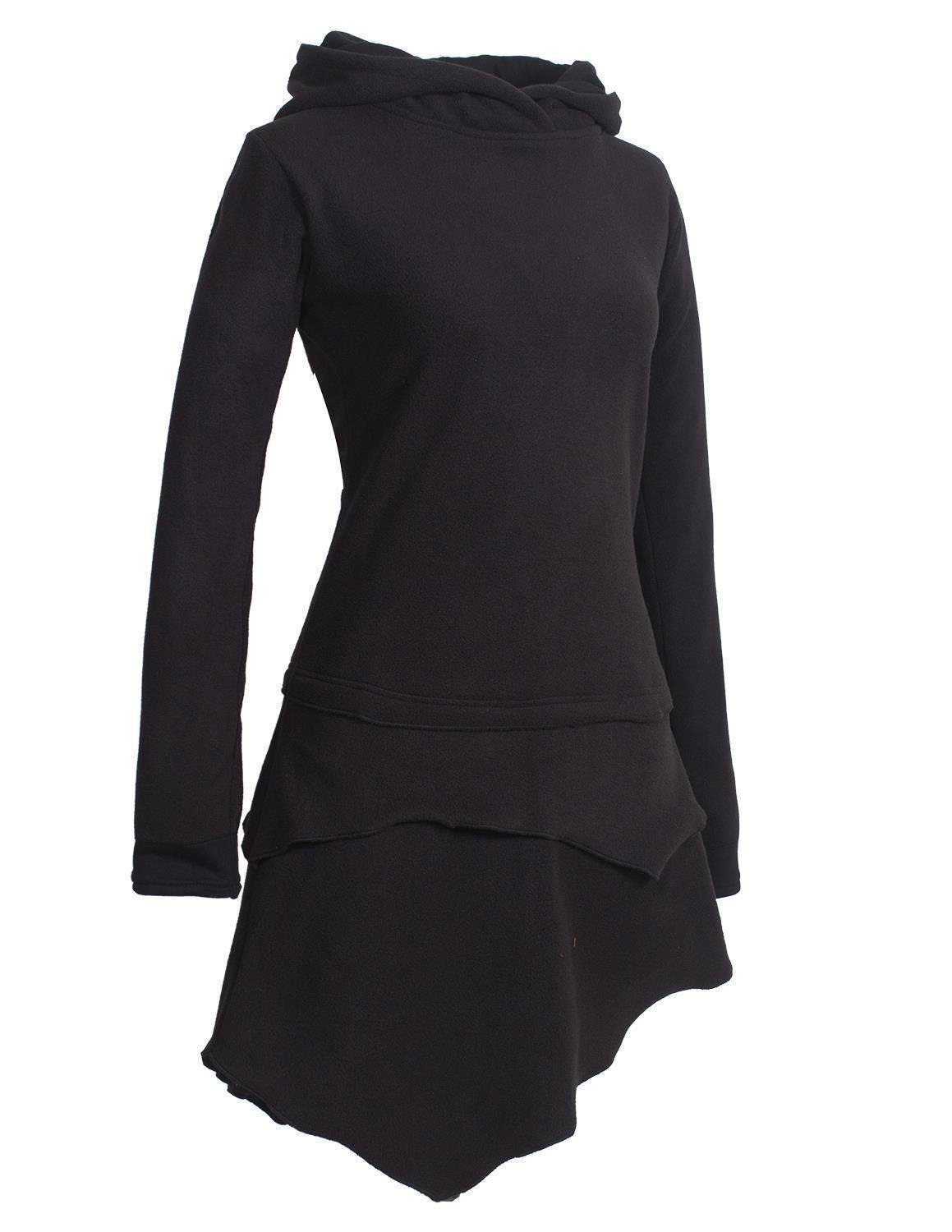 Midikleid Asymmetrisches Kapuzen-Kleid aus Recycling-Fleece