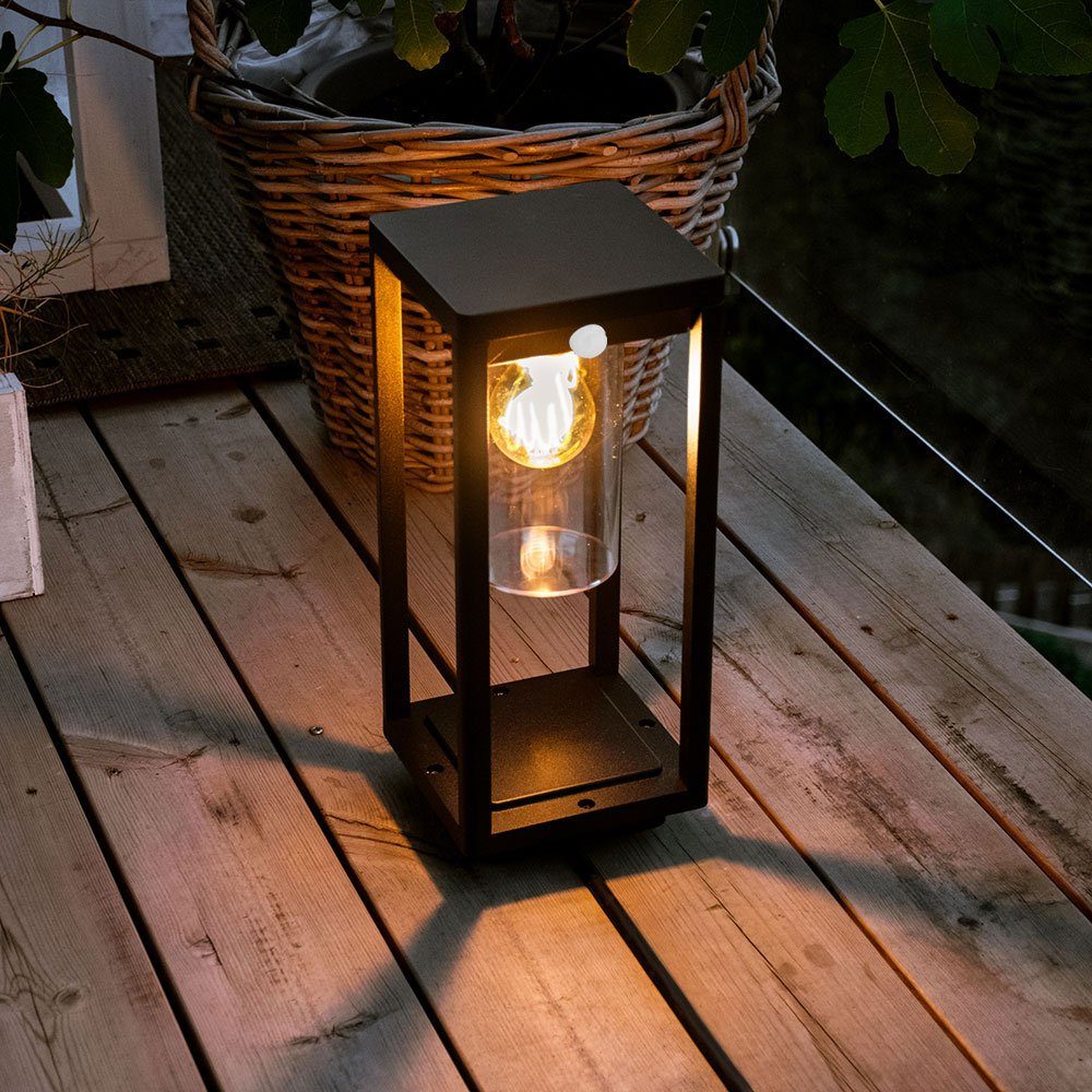 LED Outdoor Laterne Außenlampe Außenleuchte Warmweiß, Leuchtmittel schwarz Bewegungsmelder mit inklusive, Farbwechsel, Globo Außen-Stehlampe,