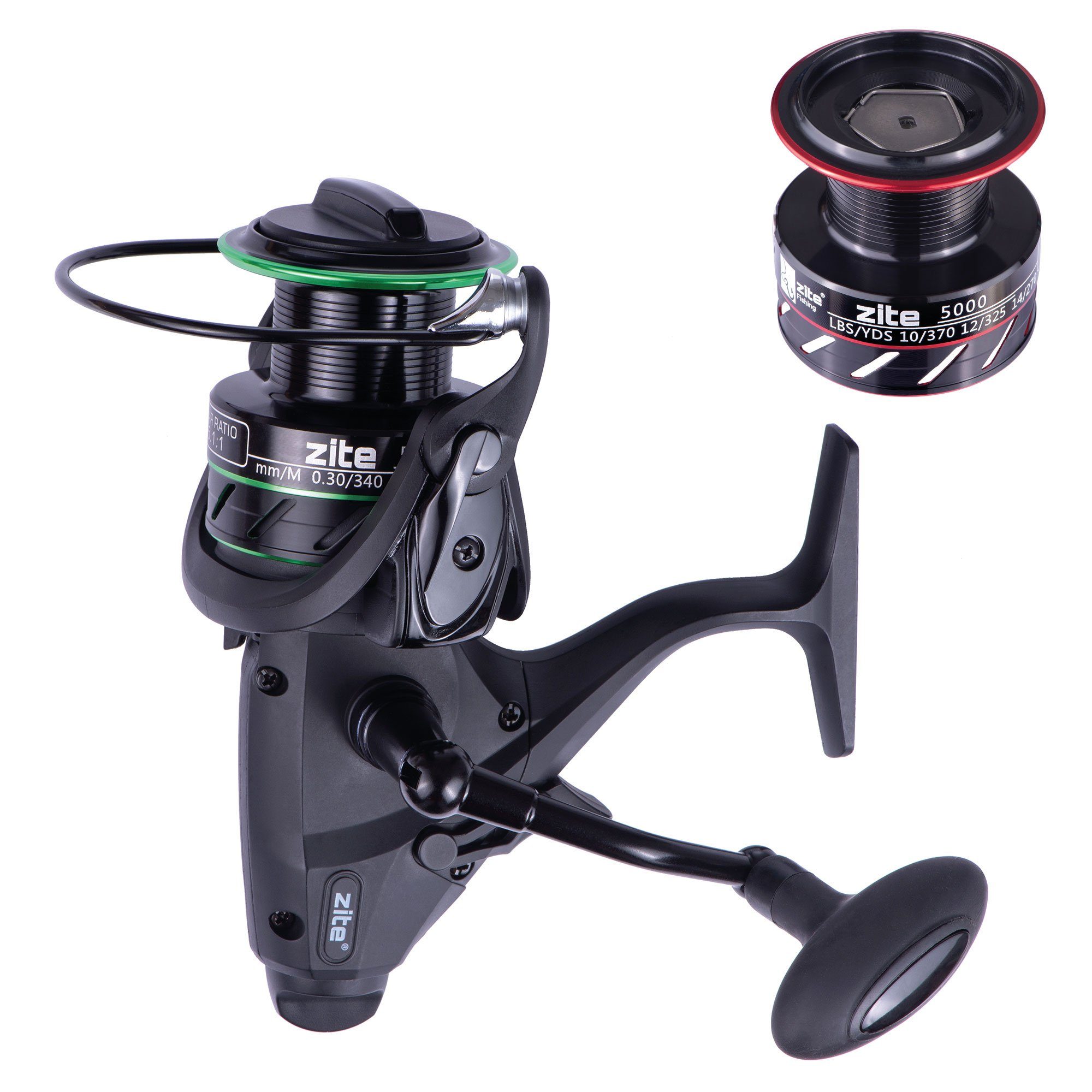 Zite Freilaufrolle Freerunner Reel 5000 5+1BB Karpfenangeln Angelrolle mit 2 Aluspulen)