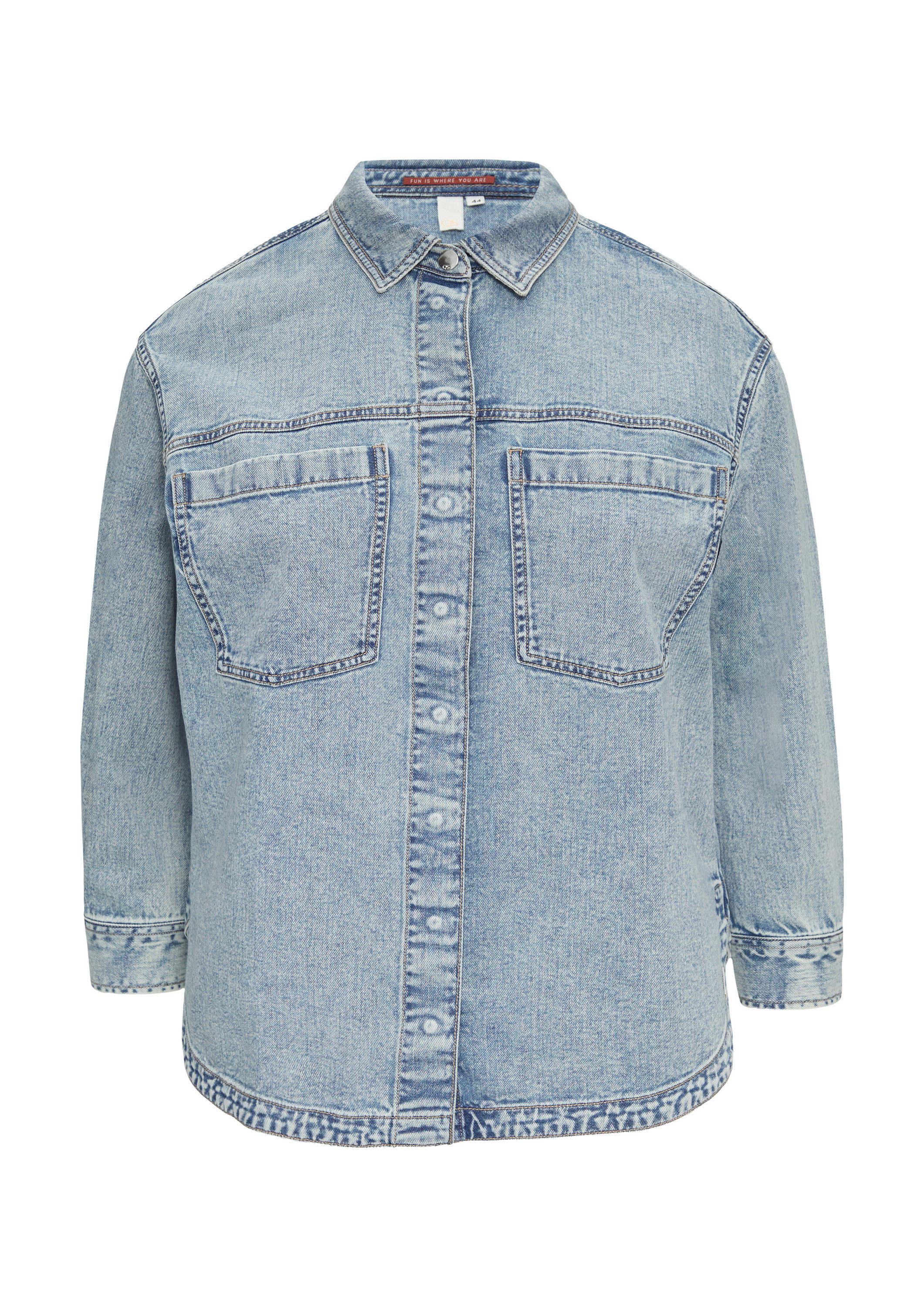 QS Langarmbluse Bluse Denim-Hemd mit Brusttaschen günstig online kaufen