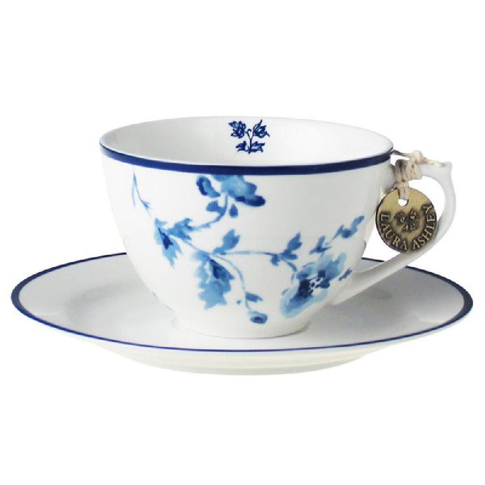 LAURA ASHLEY Tasse Cappuccino Tasse und Untertasse Blueprint China Rose (2-teilig)