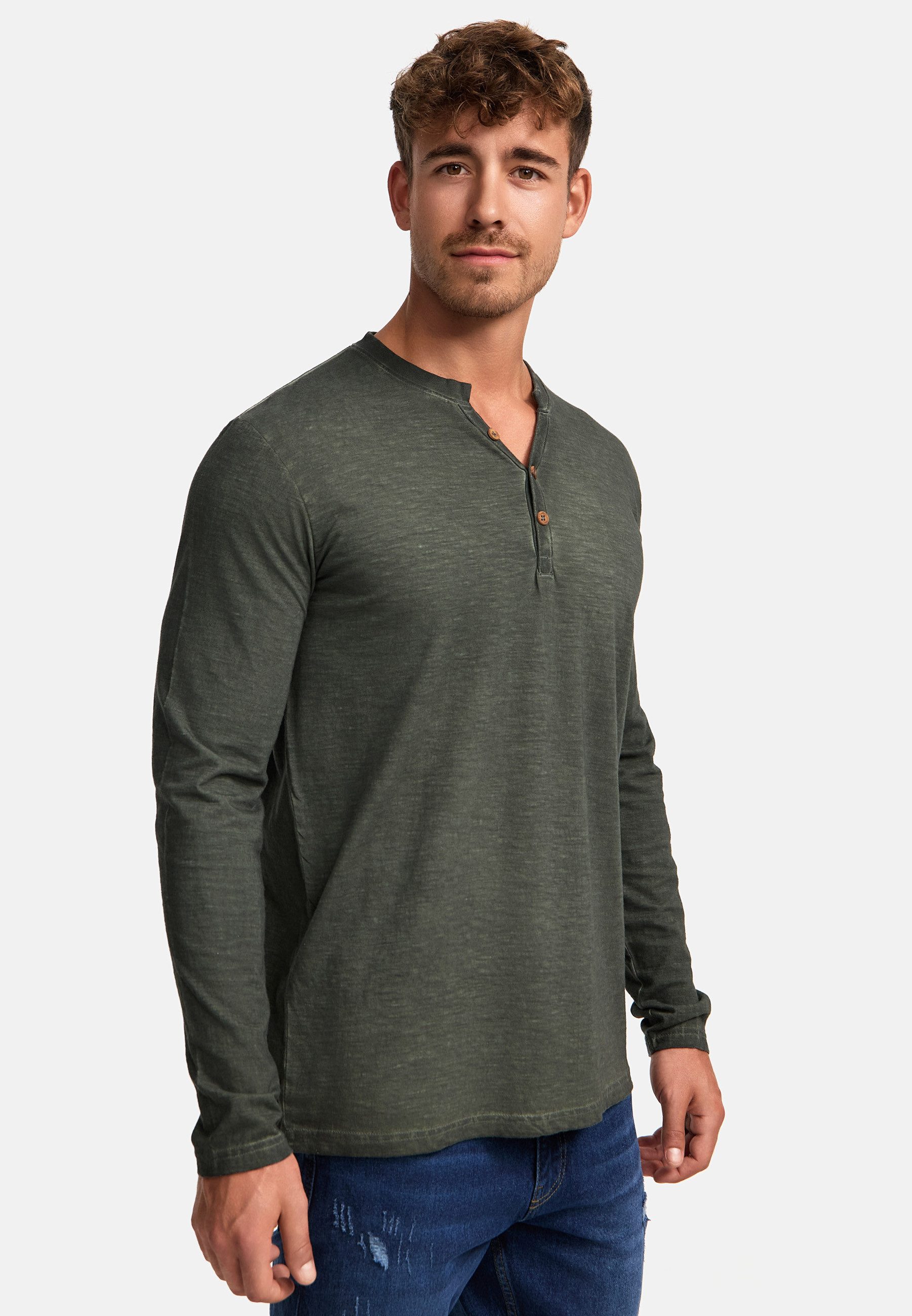 Indicode Langarmshirt Herren INKilsone Shirt Langarm Herrenshirt lässiges Longsleeve mit modischer Knopfleiste