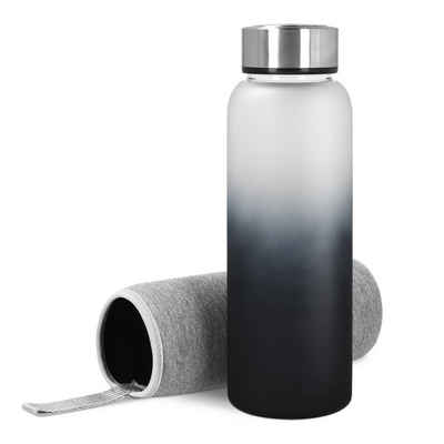 Navaris Speiseteller Glasflasche mit Neoprenhülle 950ml - Trinkflasche aus Borosilikatglas, (1 St)