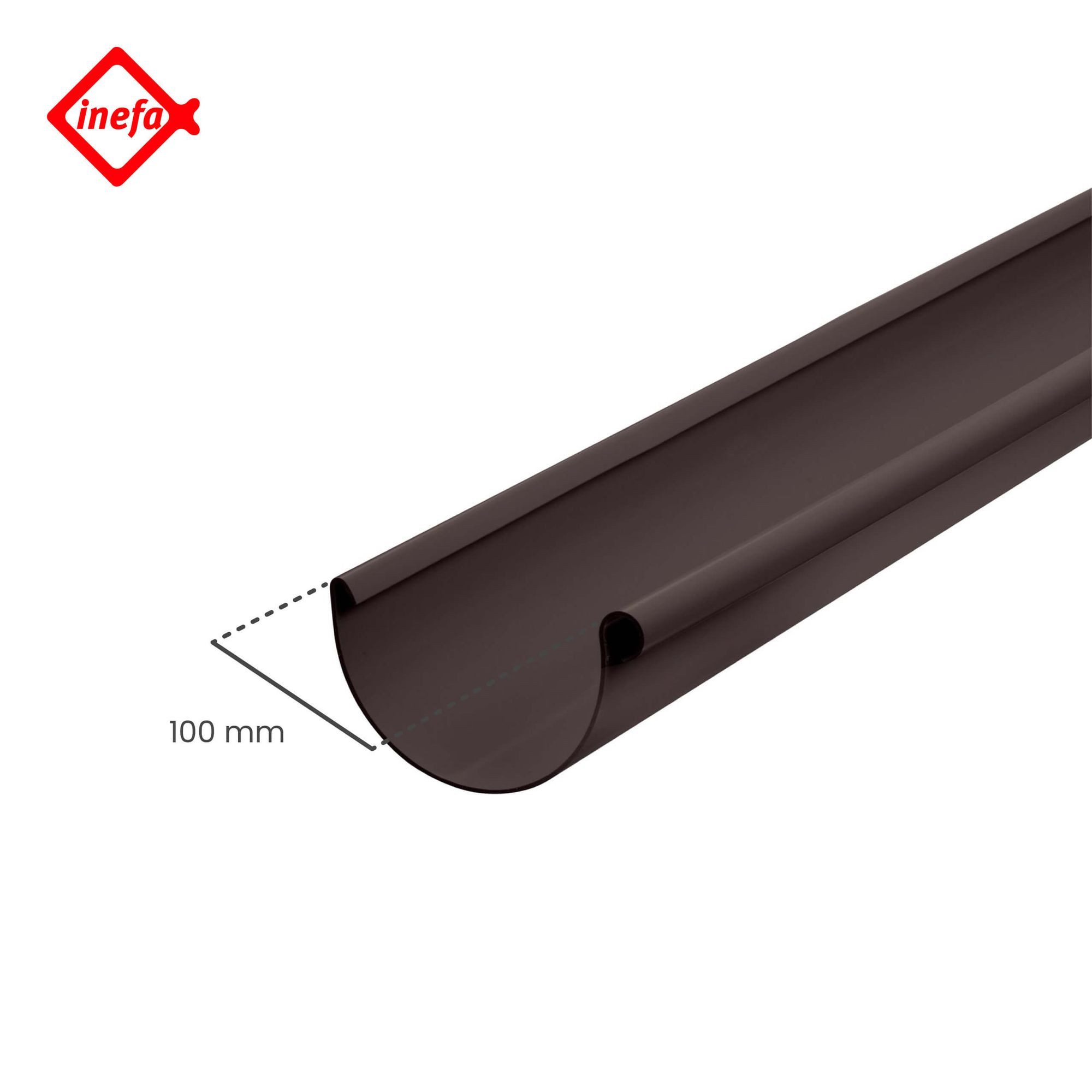 INEFA Dachrinne Dachrinne halbrund 200cm PVC, NW 100. 1 Stück, Kunststoff, Rinne für Dach, Kunststoffrinne - für Gartenhaus